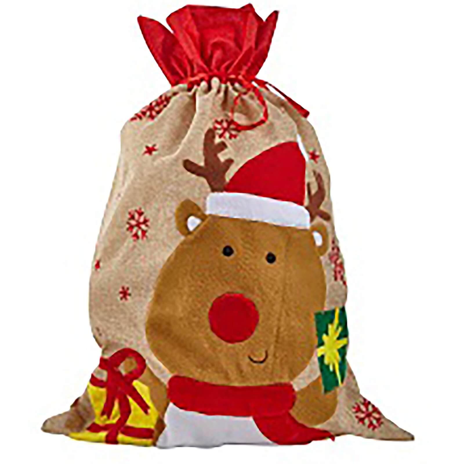Rudolph Large Jute Present Sack / Stocking