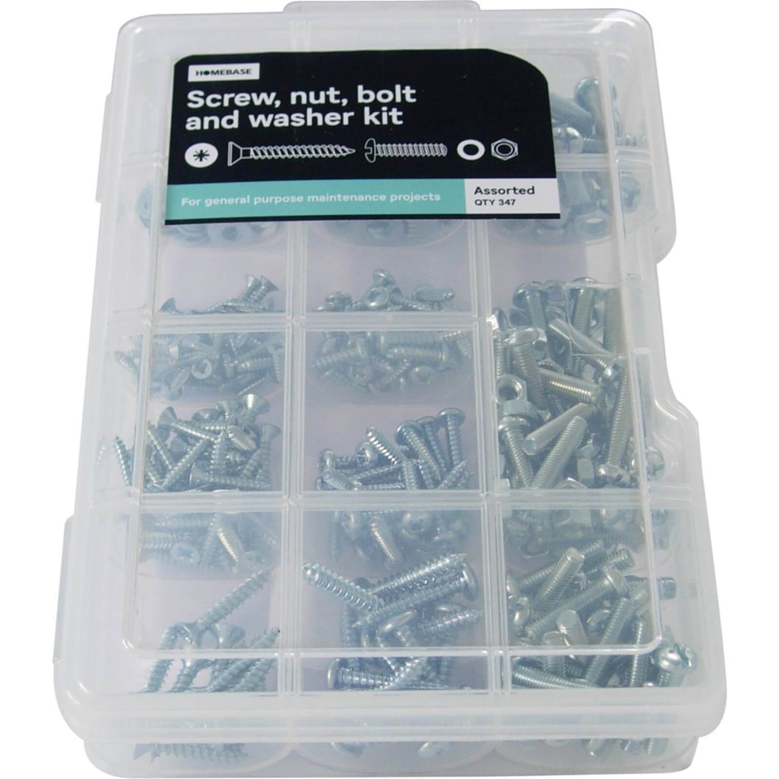 Screw, Nut and Washer Kit - Assorted - 347 Pack
