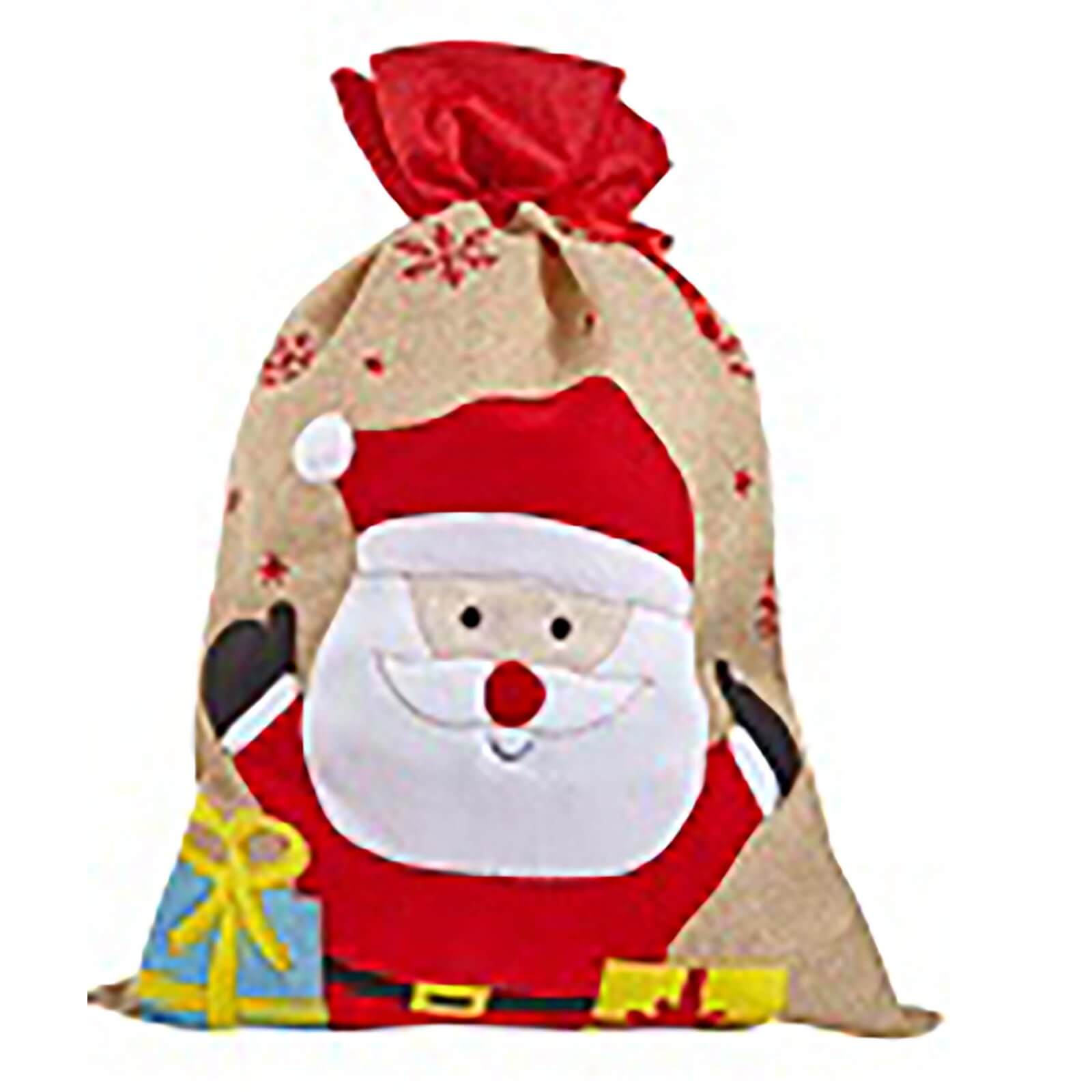 Santa Large Jute Present Sack / Stocking