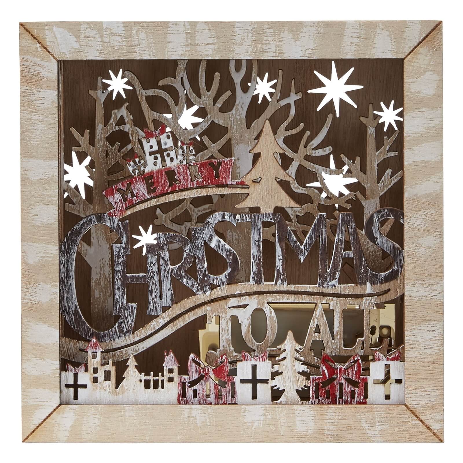 Wooden Christmas Scene Light Up Decoration (Battery Operated)