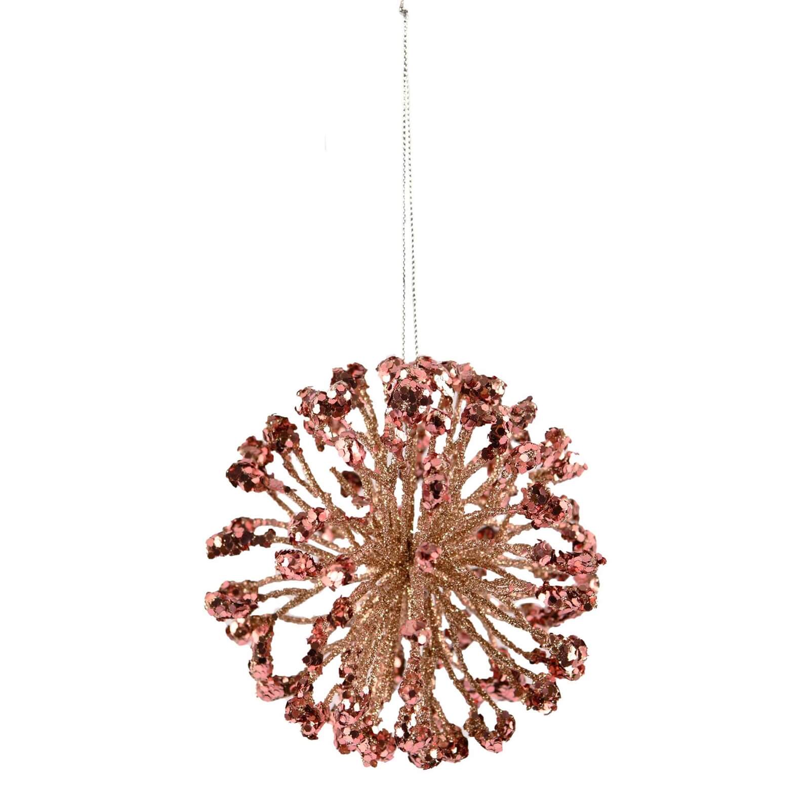Pink Glitter Sputnik Hanging Tree Decoration