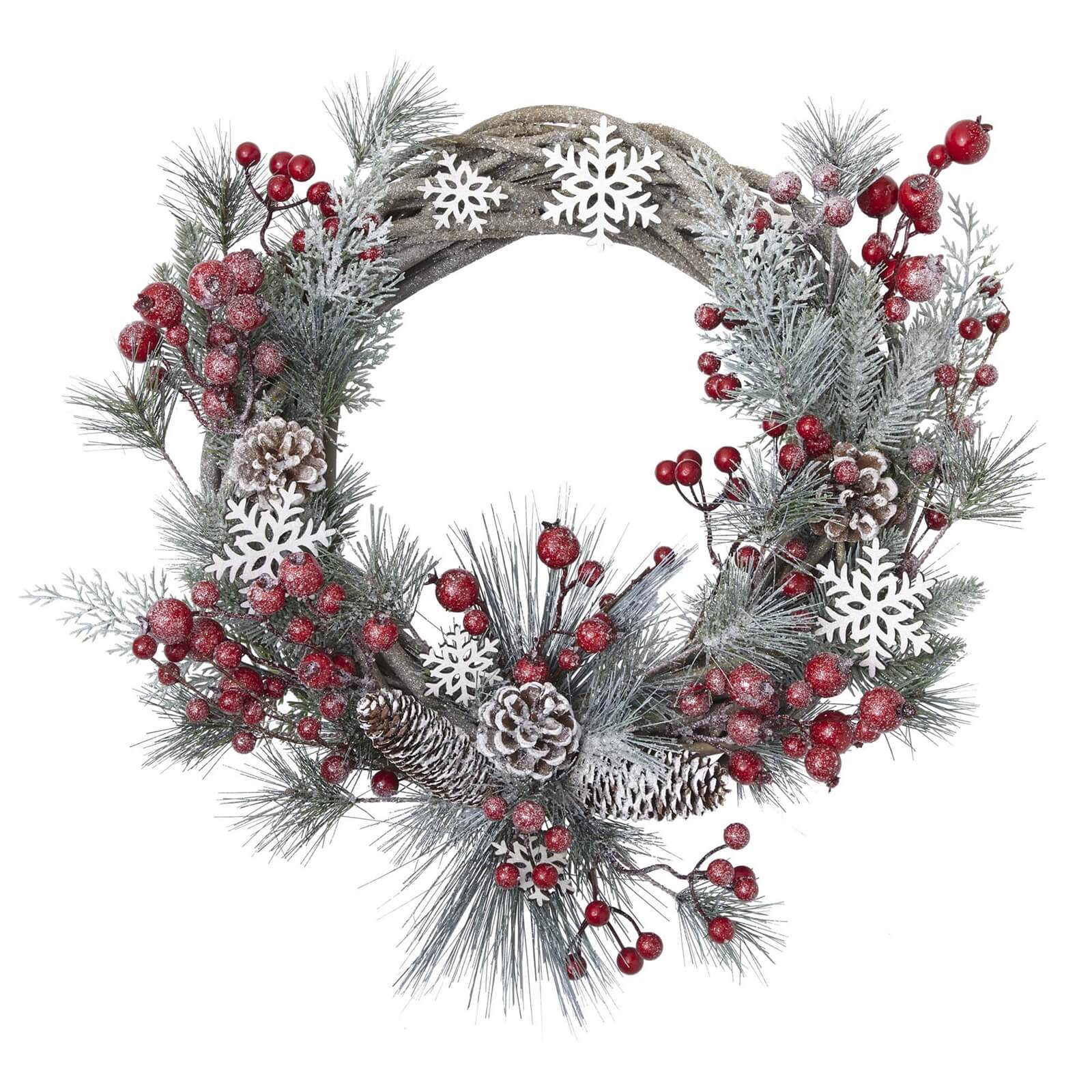 Willow, Berries and Stars Christmas Wreath - 50cm