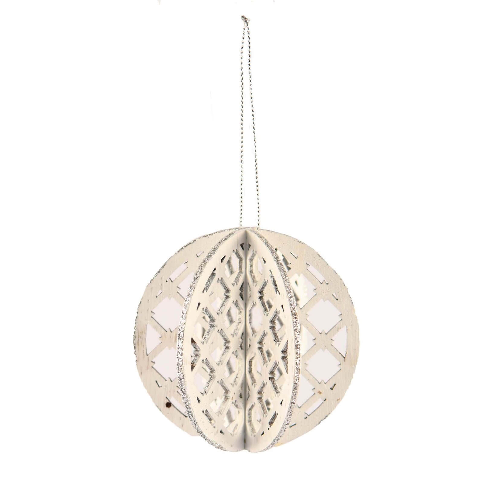 White Round 3D Wooden Hanging Tree Decoration
