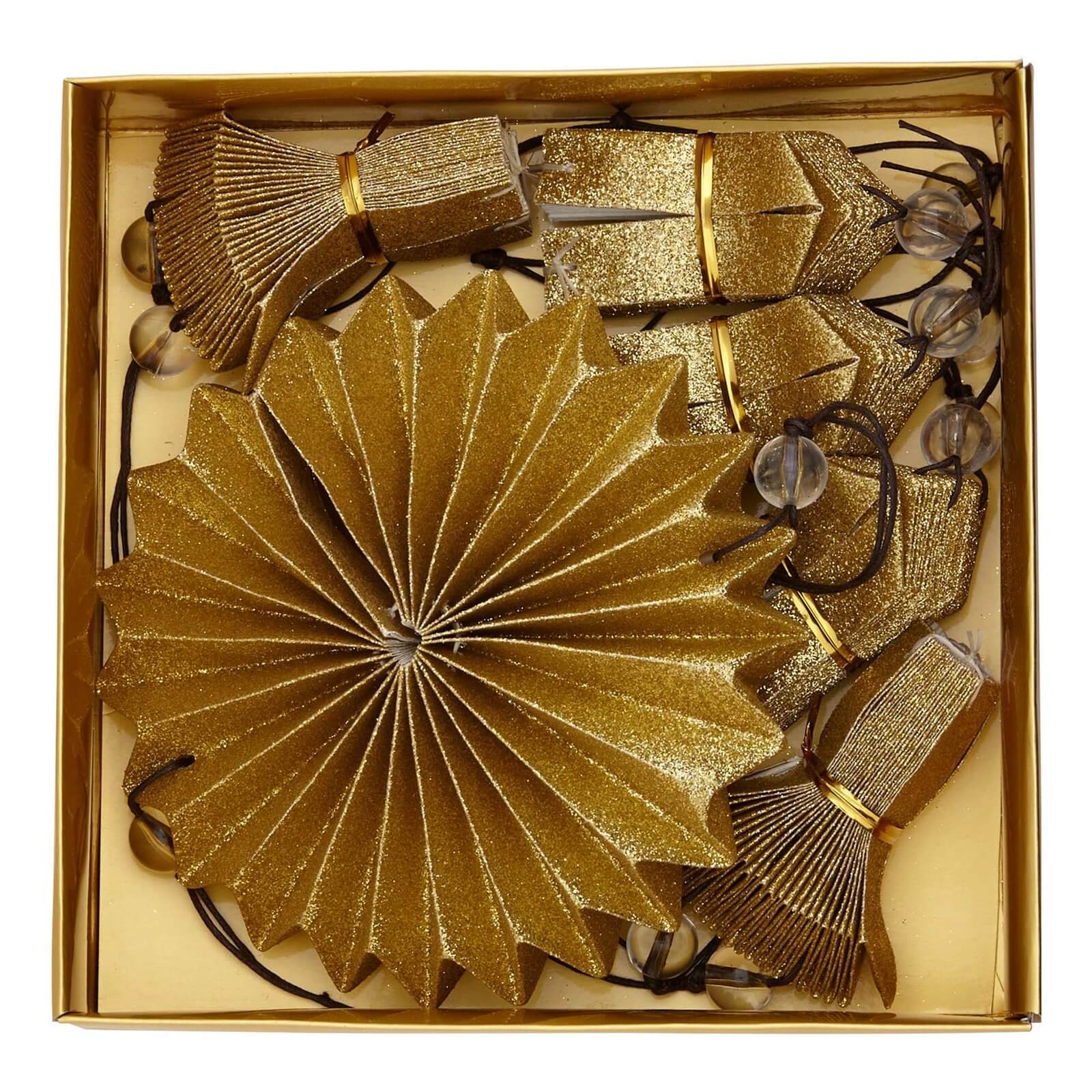 Pack of 6 Gold Concertina Tree Decorations