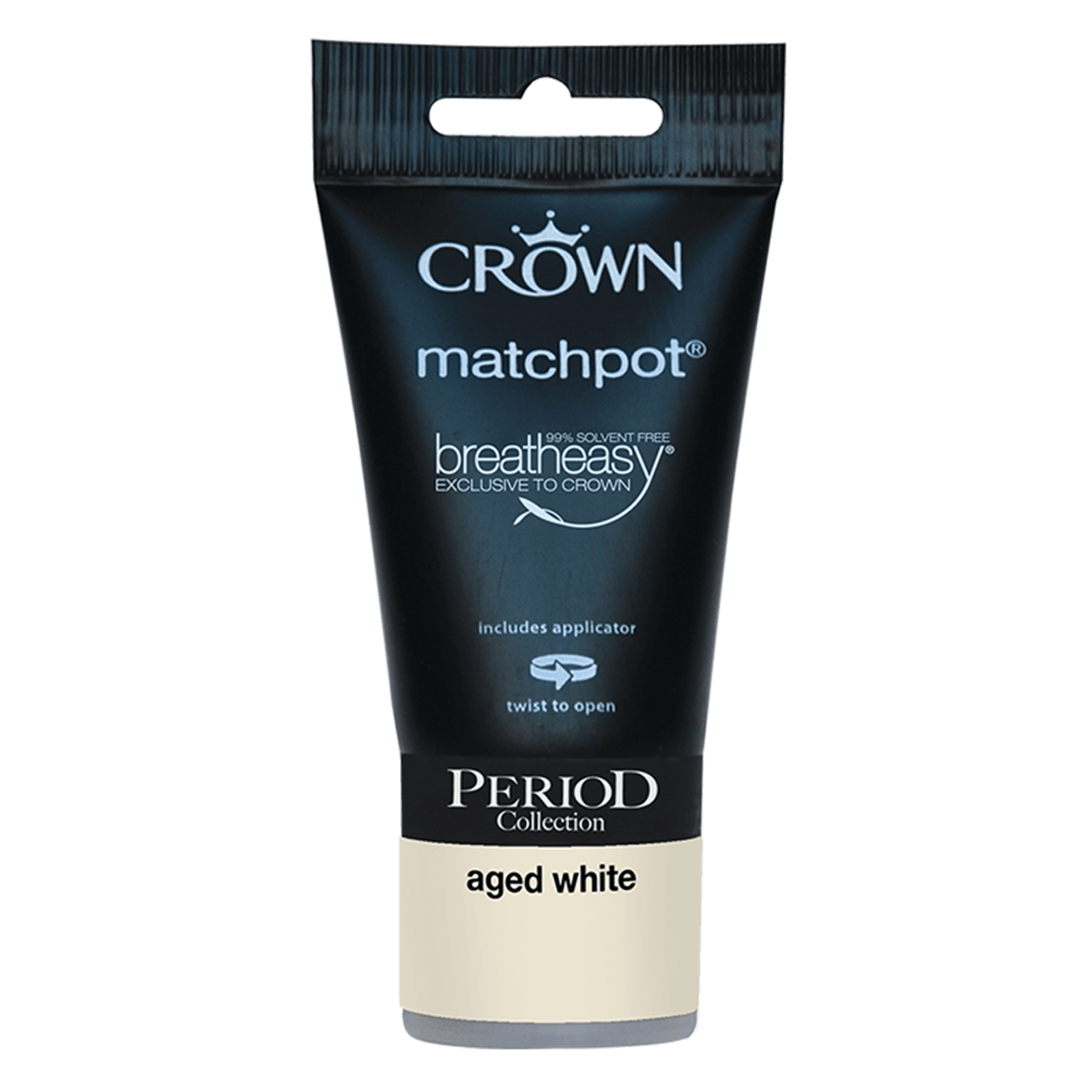 Crown Period Colours Breatheasy Aged White - Flat Matt Emulsion Paint - 40ml Tester