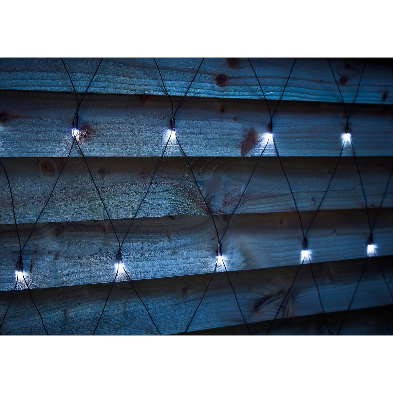 2 x 1m LED Timer Net Outdoor Light - Bright White (Battery Operated)