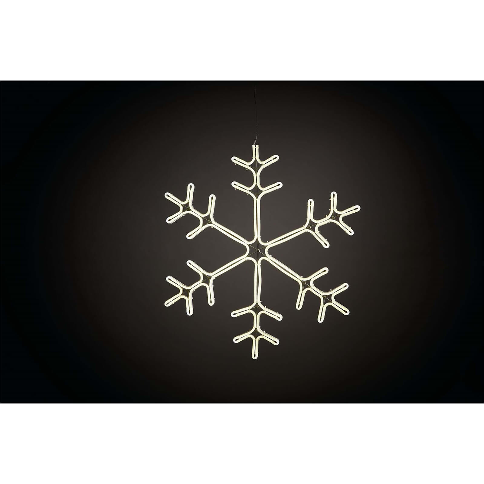 Neon Flashing Snowflake Silhouette Bright White - 58cm