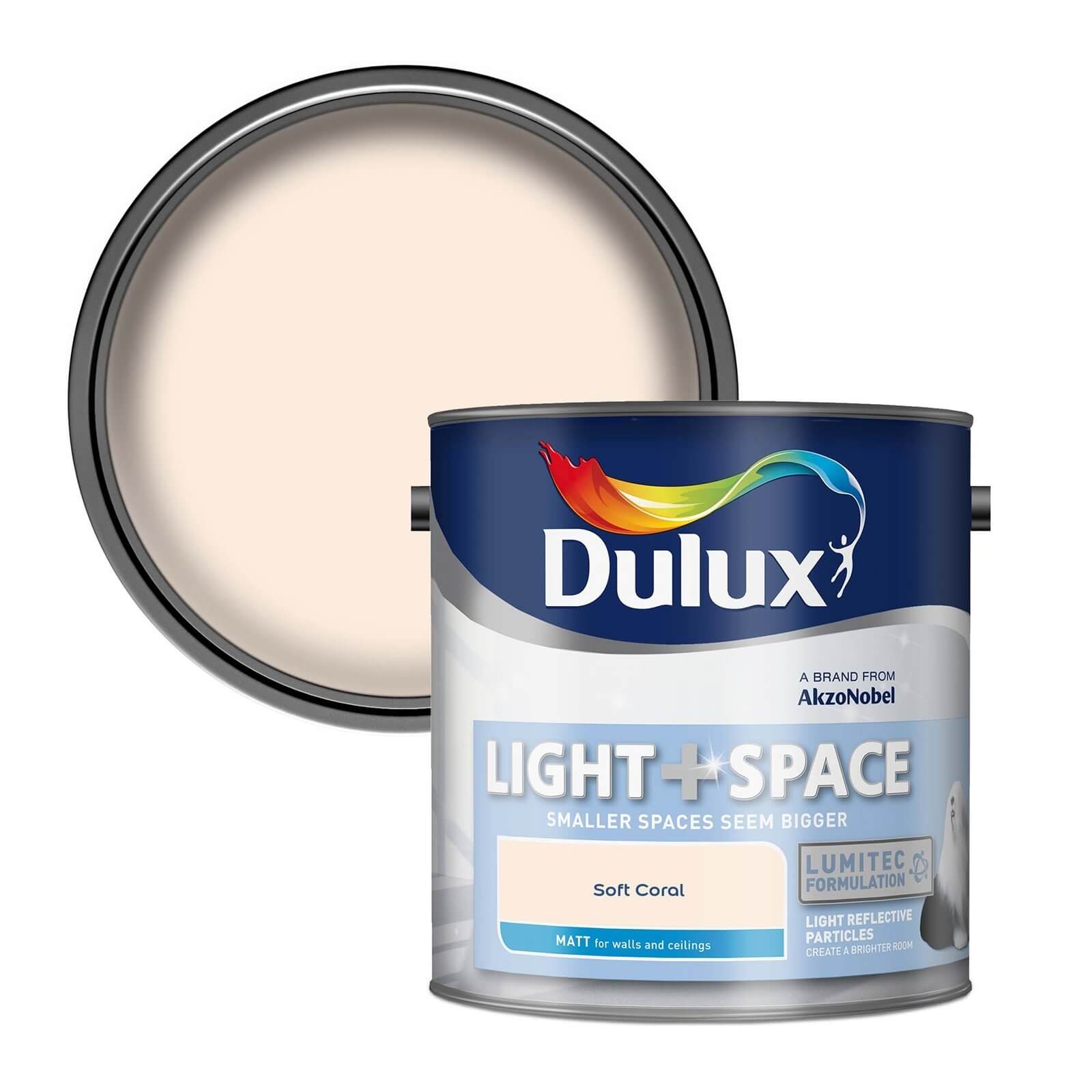 Dulux Light & Space Matt Emulsion Paint Soft Coral - 2.5L