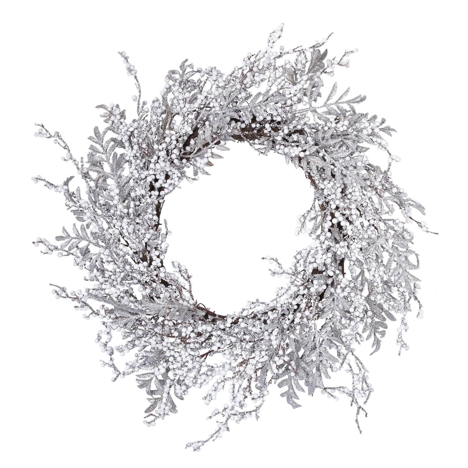 Silver Berries Decorated Wreath 50cm