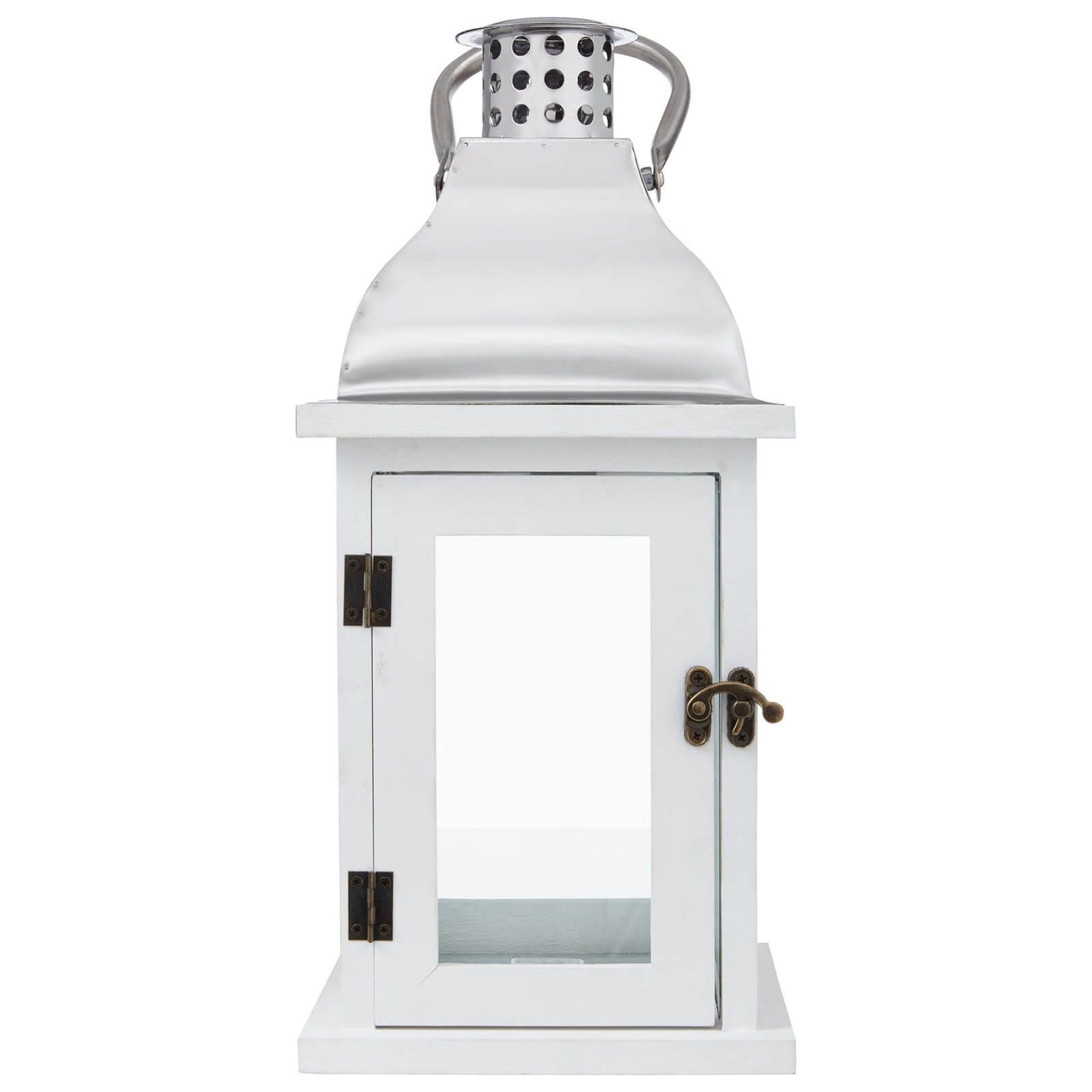 White Wooden Lantern - 35cm