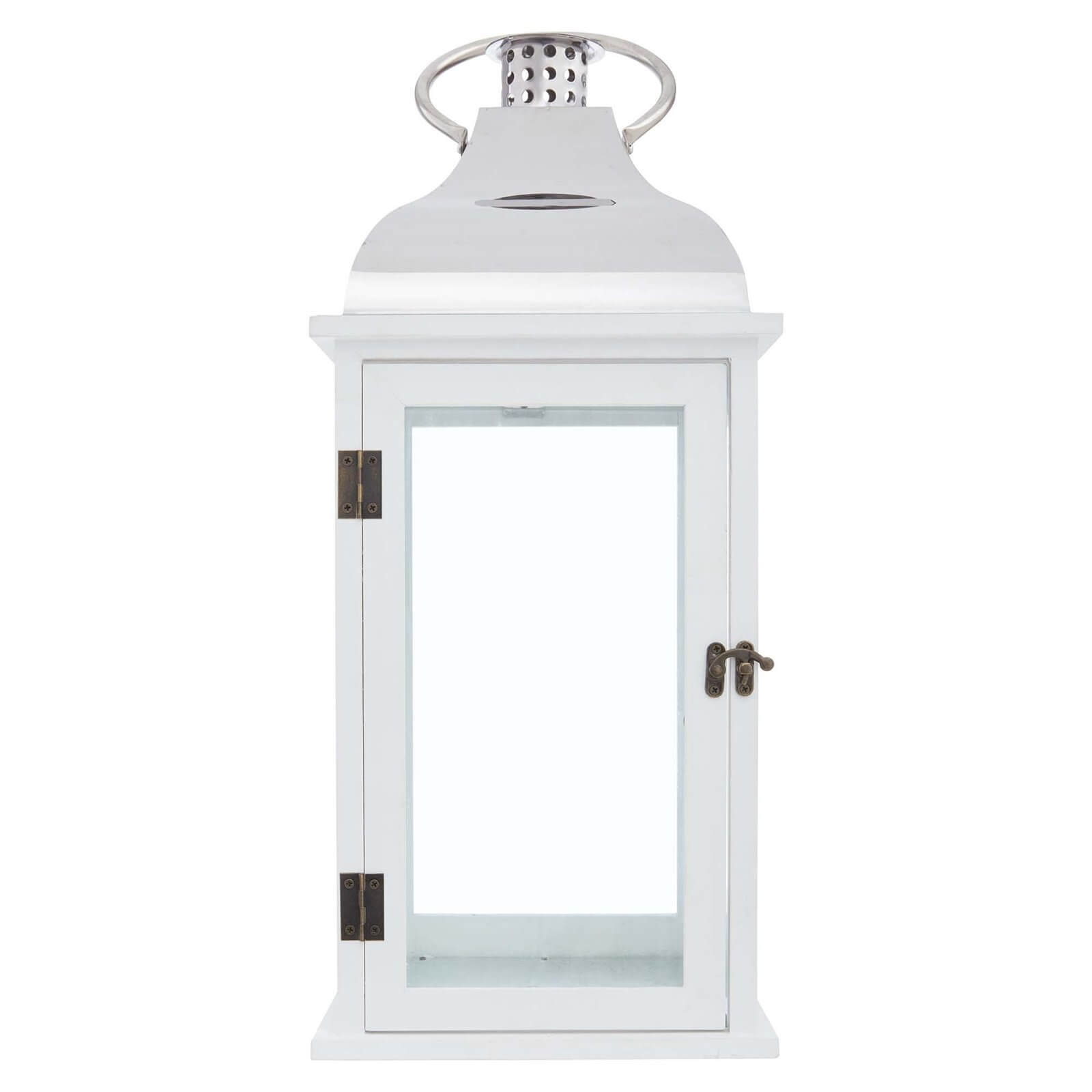 White Wooden Lantern -53cm