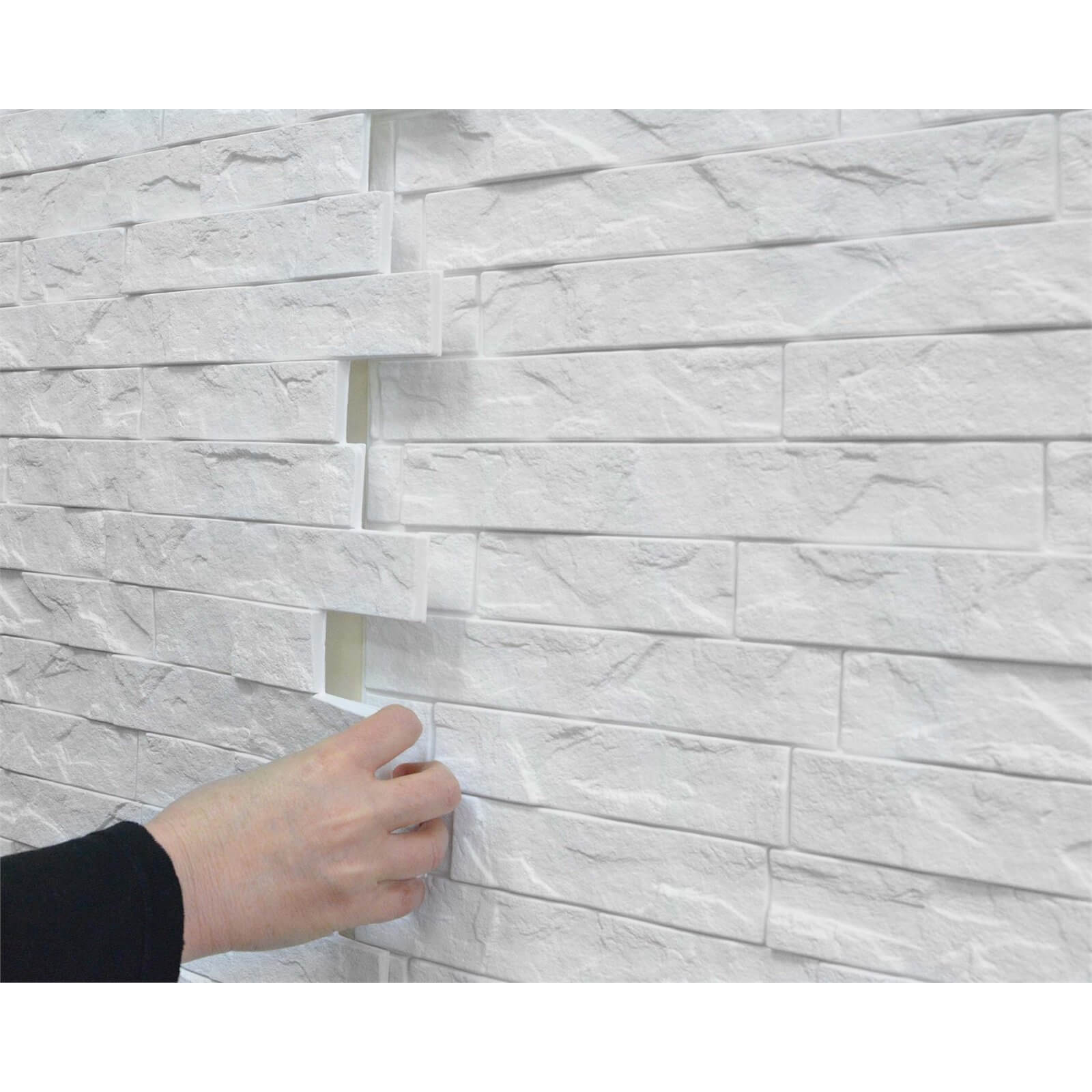 Innovera Decor PVC Seamless 3D Design Cladding Panel (Ledge Stone - White, Set of 6)