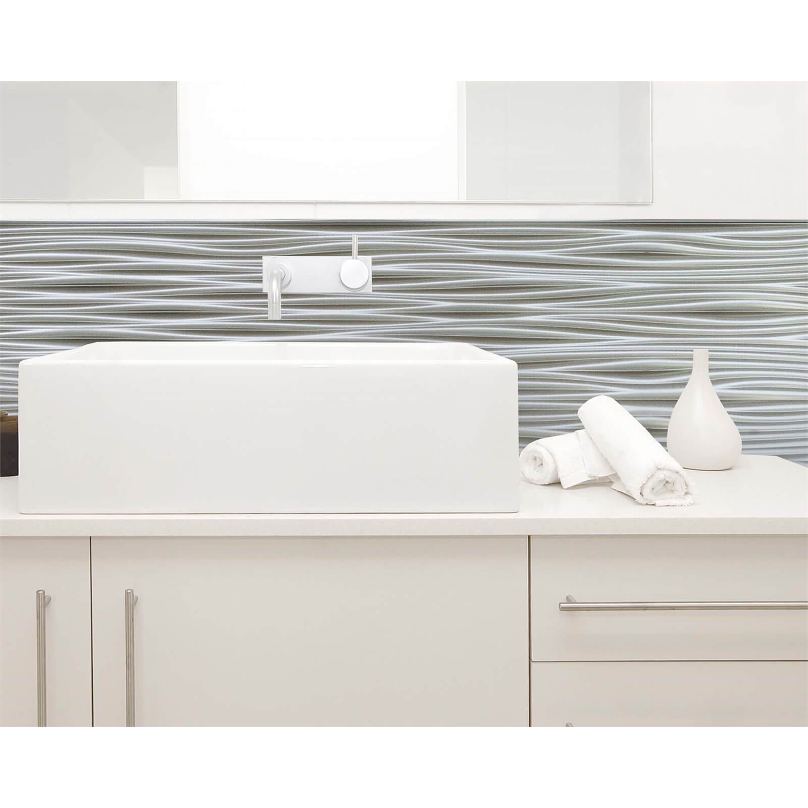 Innovera Decor 3D Design Wall Tile - Kitchen Splashback Cladding Panels (Wilderness - Nickel, set of 6)