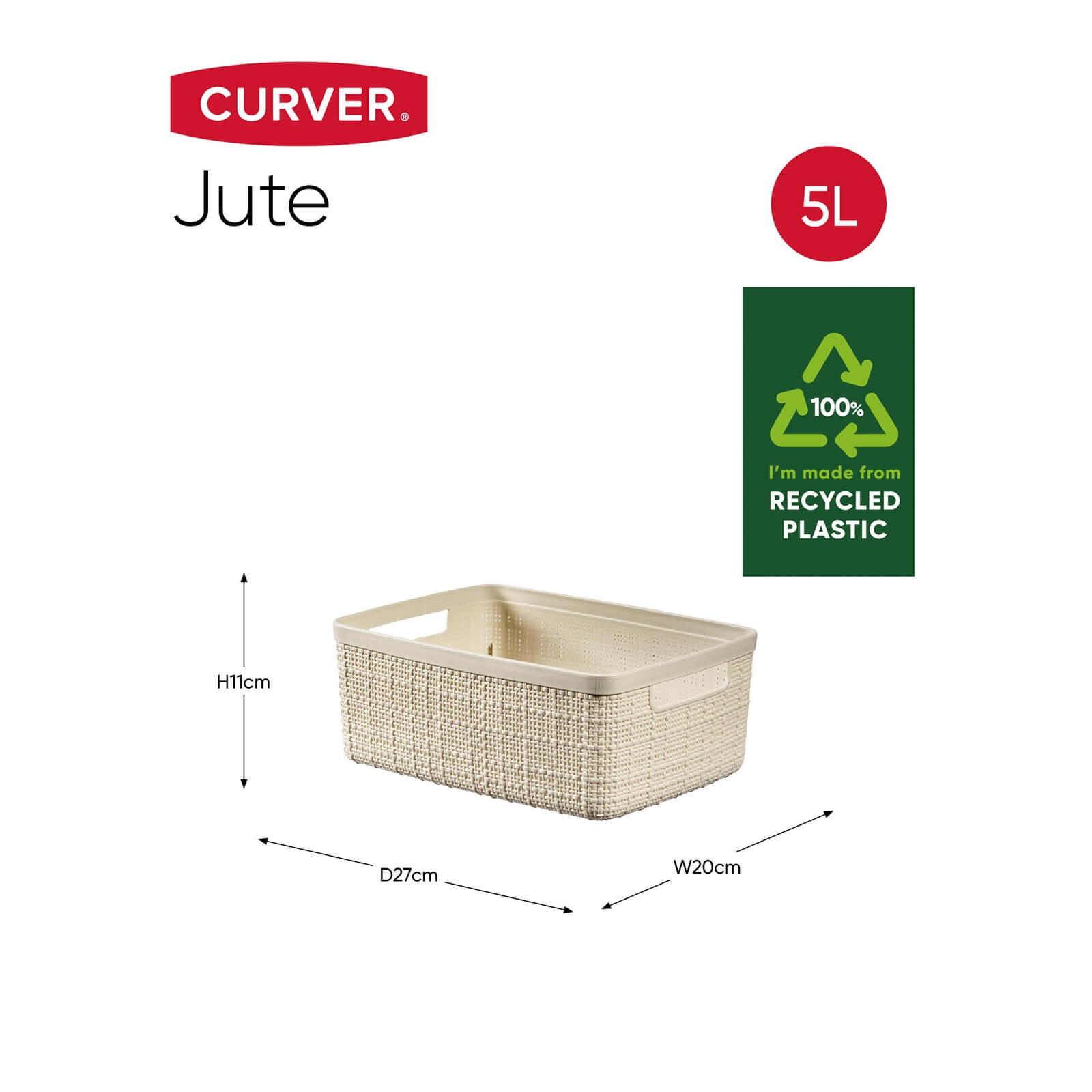 Jute Small Basket - 5L - Off White