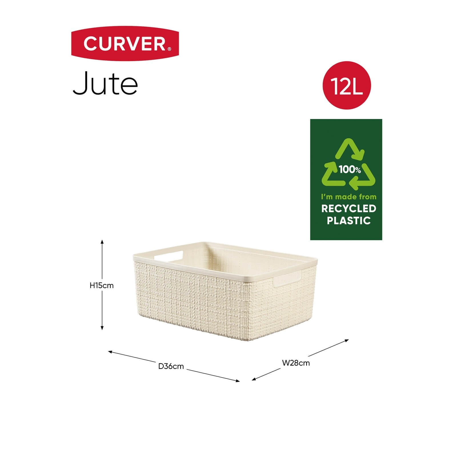 Jute Medium Basket - 12L - Off White