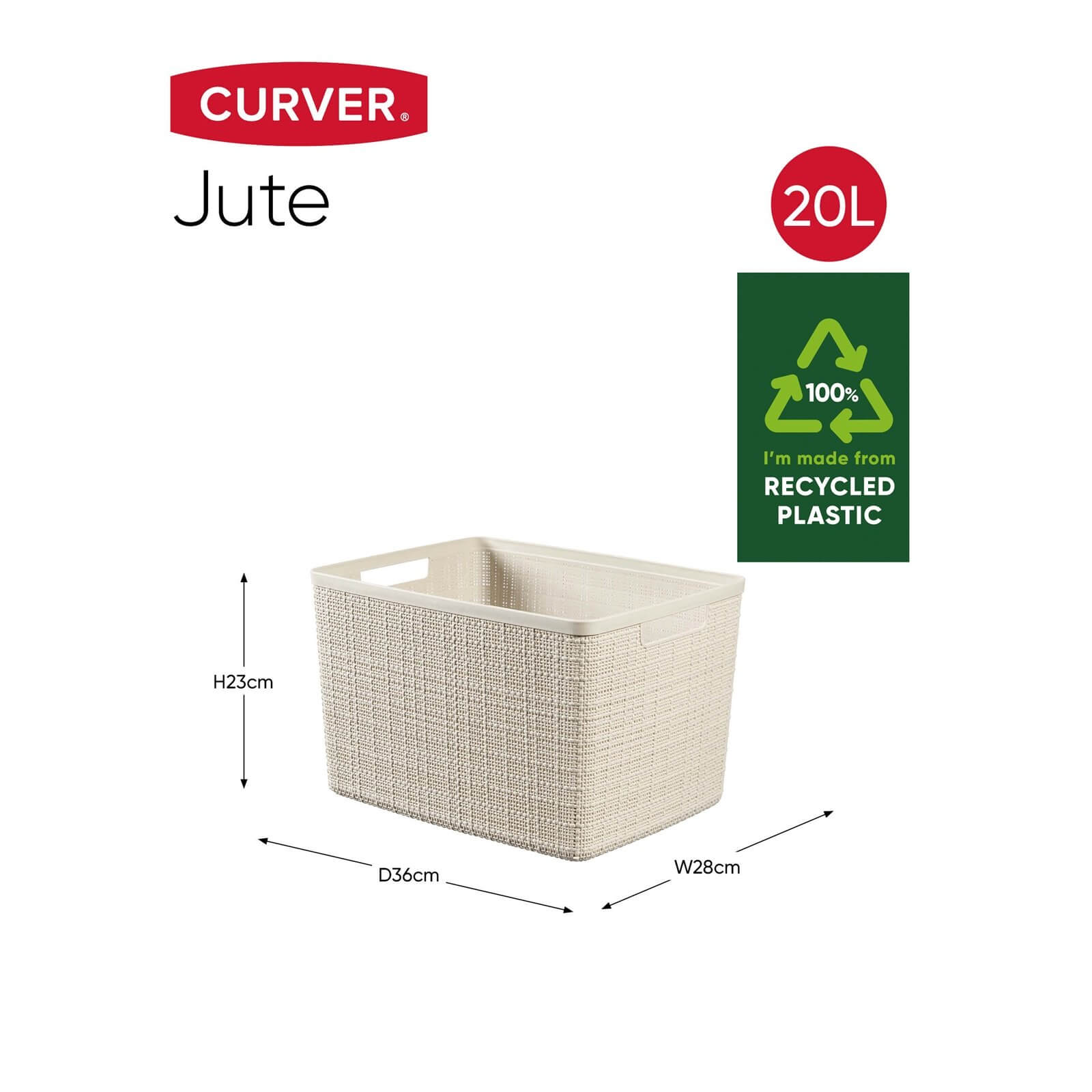 Jute Large Basket - 20L - Off White