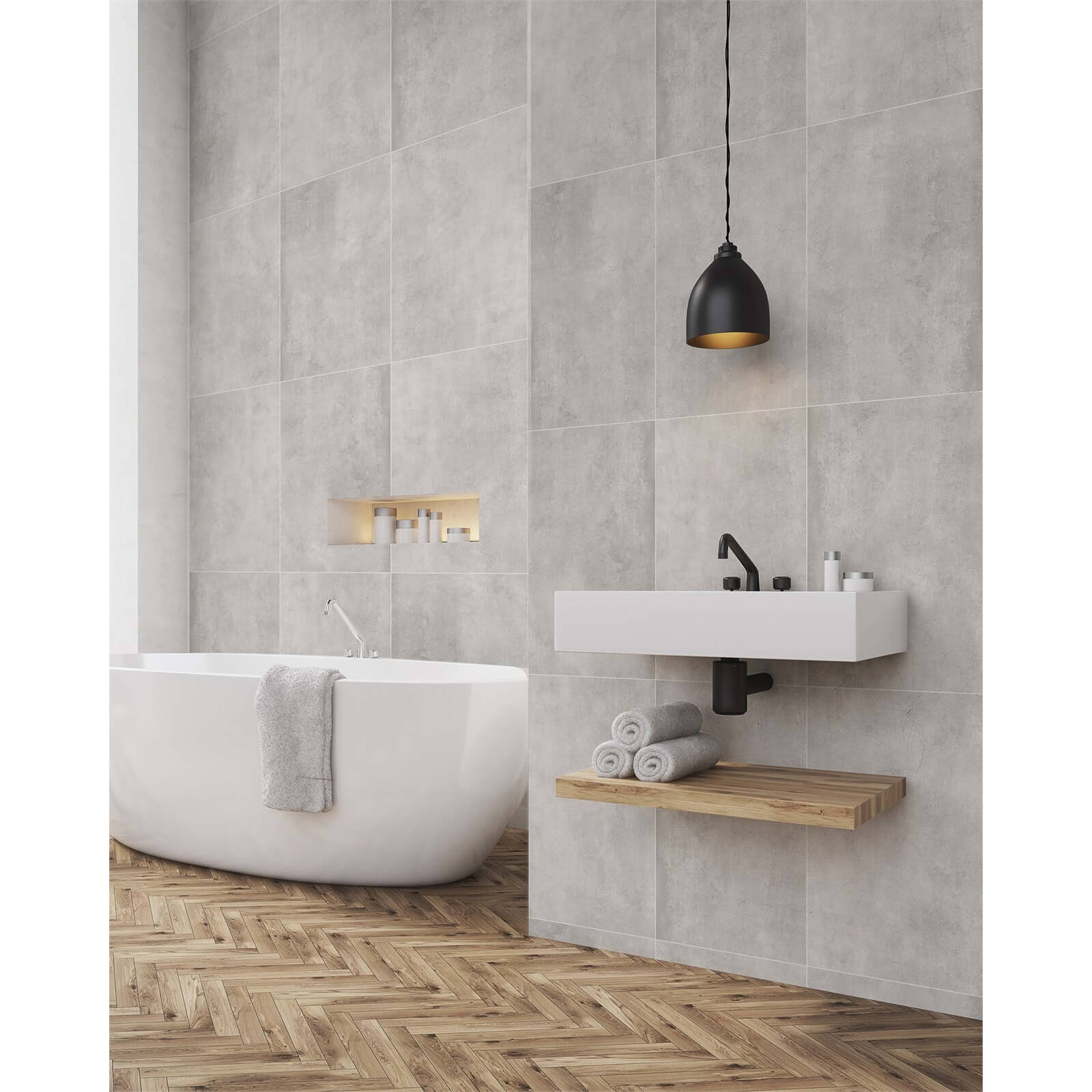 Innovera Decor Decorative Shower & Bathroom Wall Tiles (Rustic Concrete, set of 8)