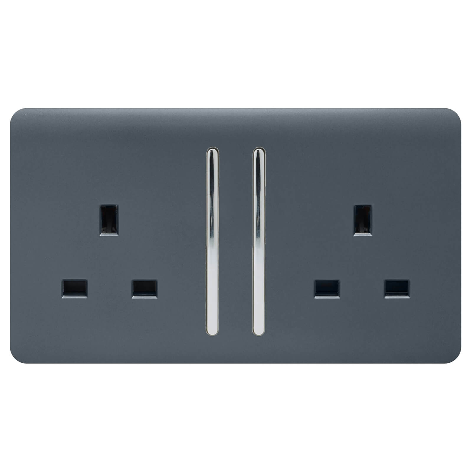 Trendi Switch 2 Gang 13Amp Long Switched Socket in Warm Grey
