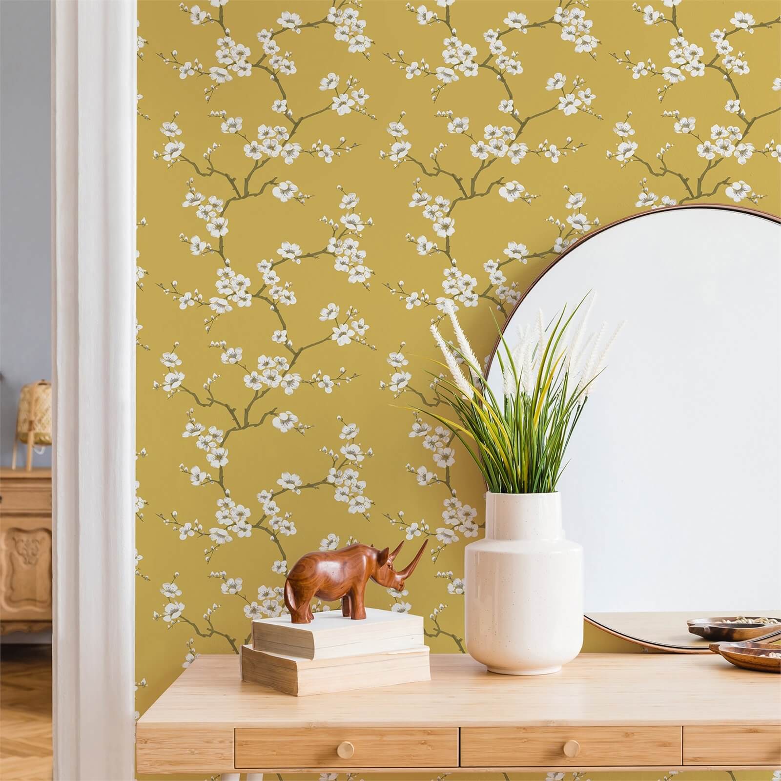 Fresco Apple Blossom Wallpaper - Ochre