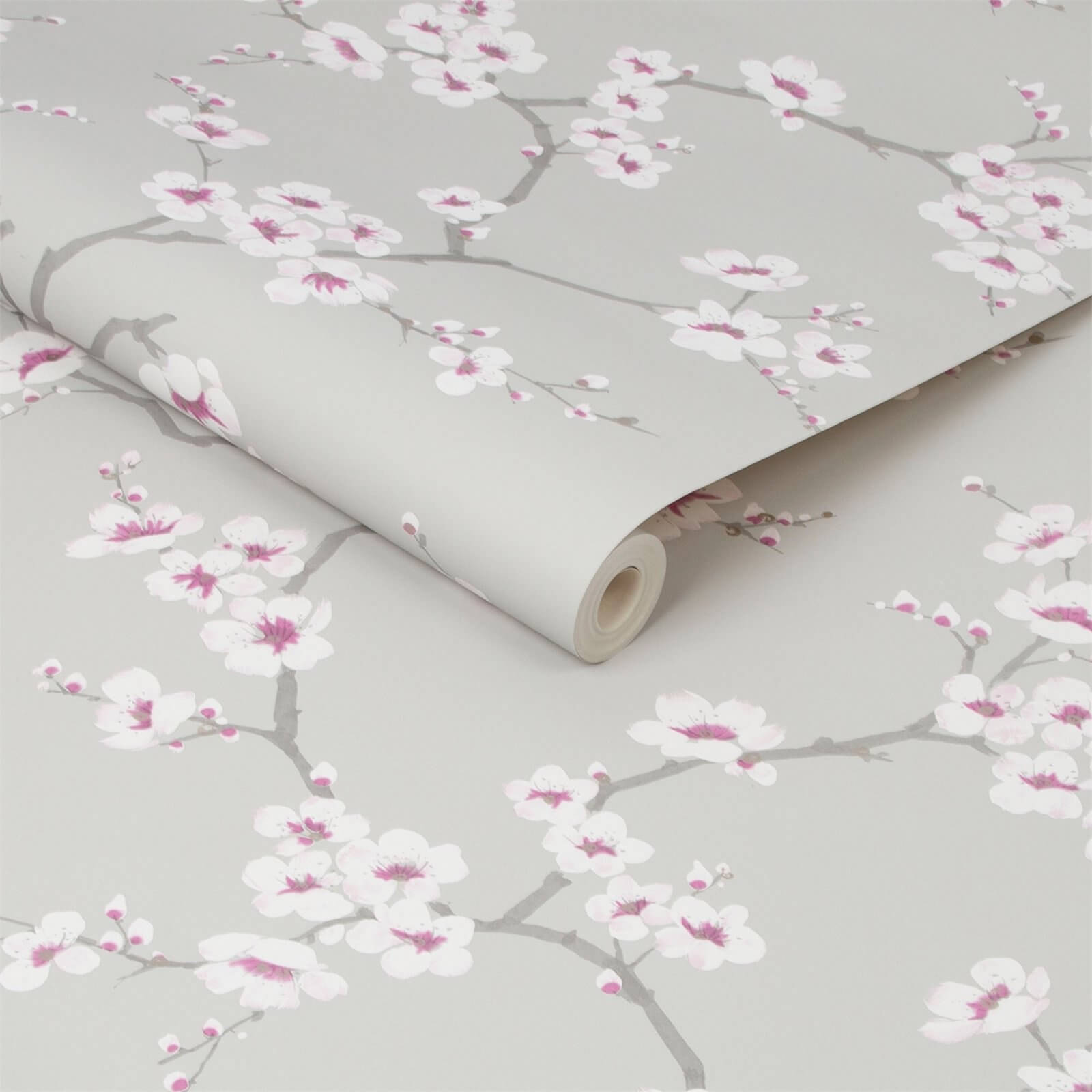Fresco Apple Blossom Grey Wallpaper