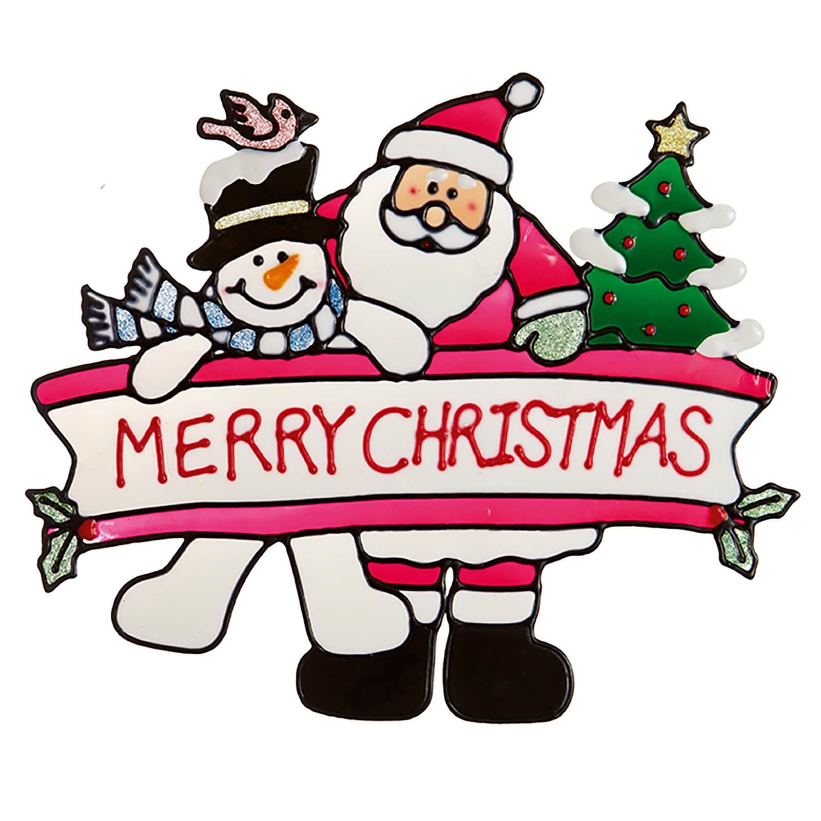 Santa and Snowman Window Cling Christmas Decoration