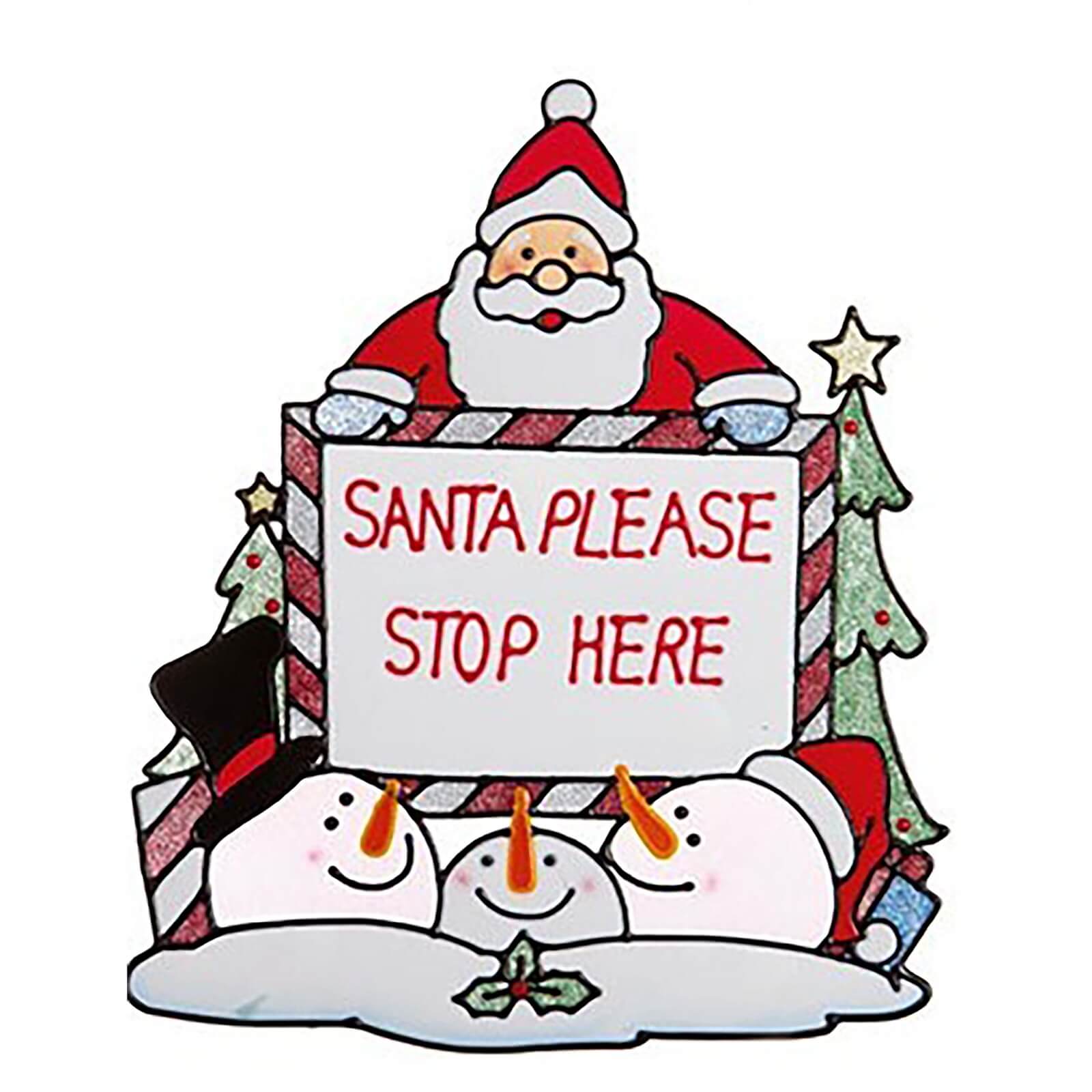 Santa Stop Here Window Cling Decoration