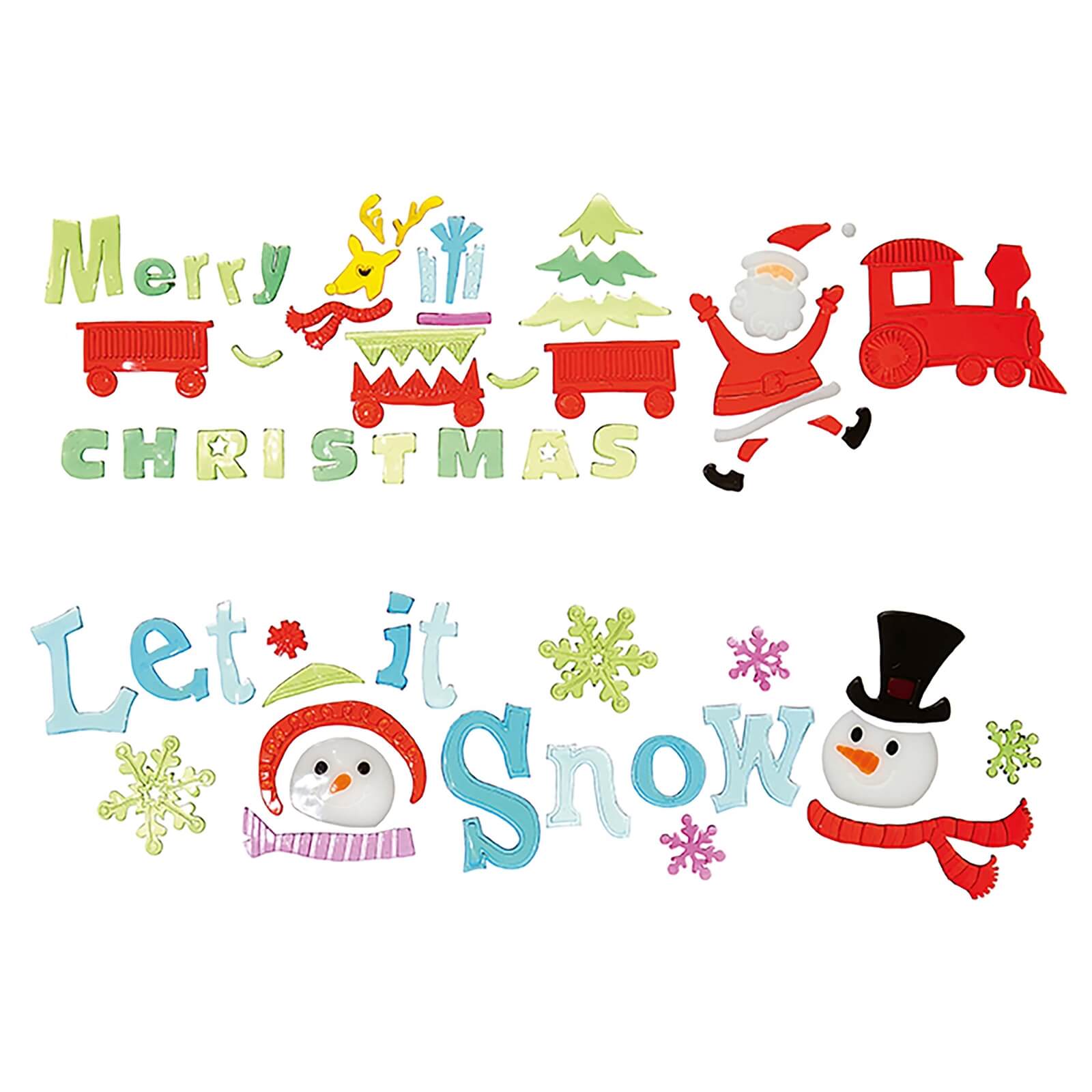 Let It Snow Merry Christmas Window Cling Christmas Decoration - Assortment