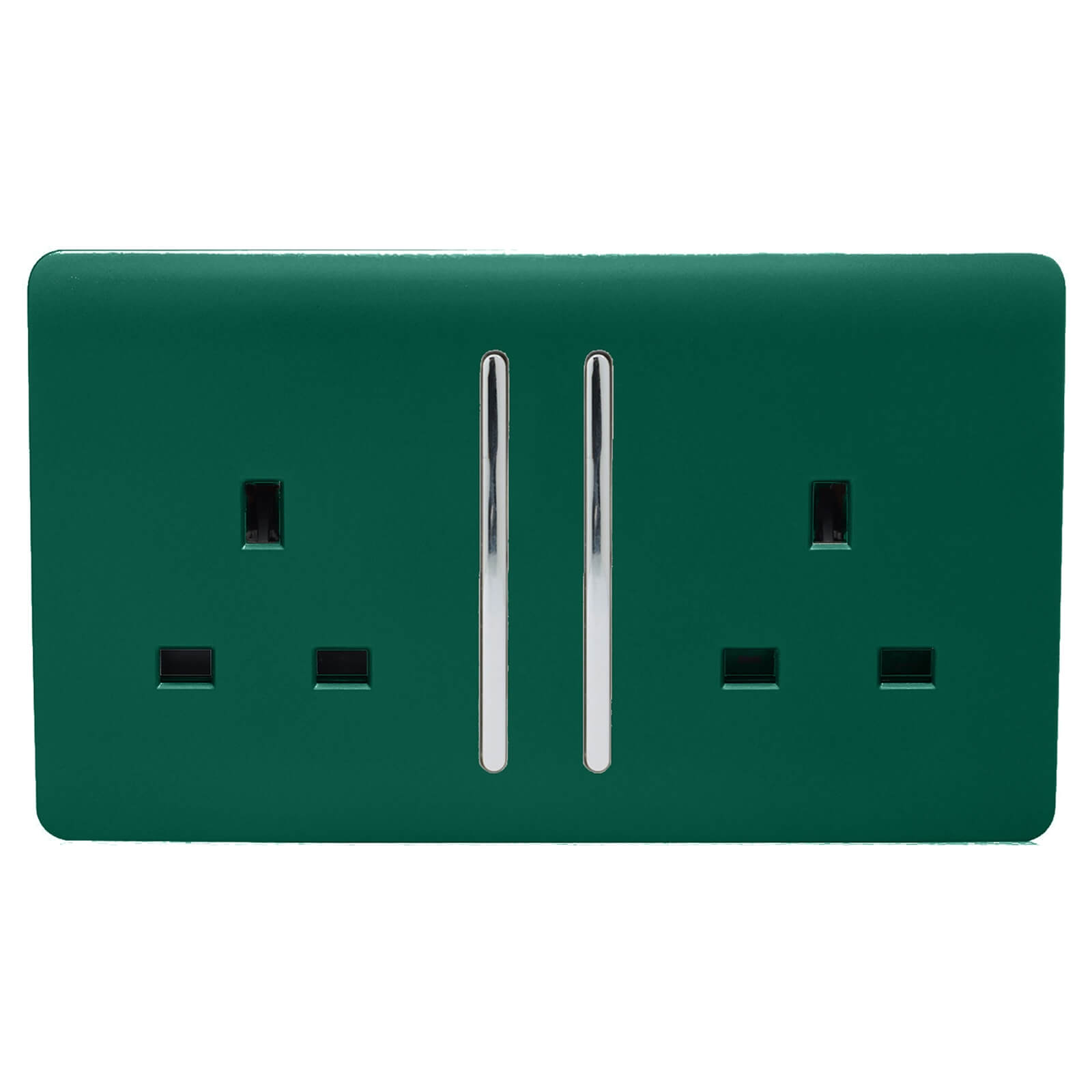 Trendi Switch 2 Gang 13Amp Long Switched Socket in Dark Green