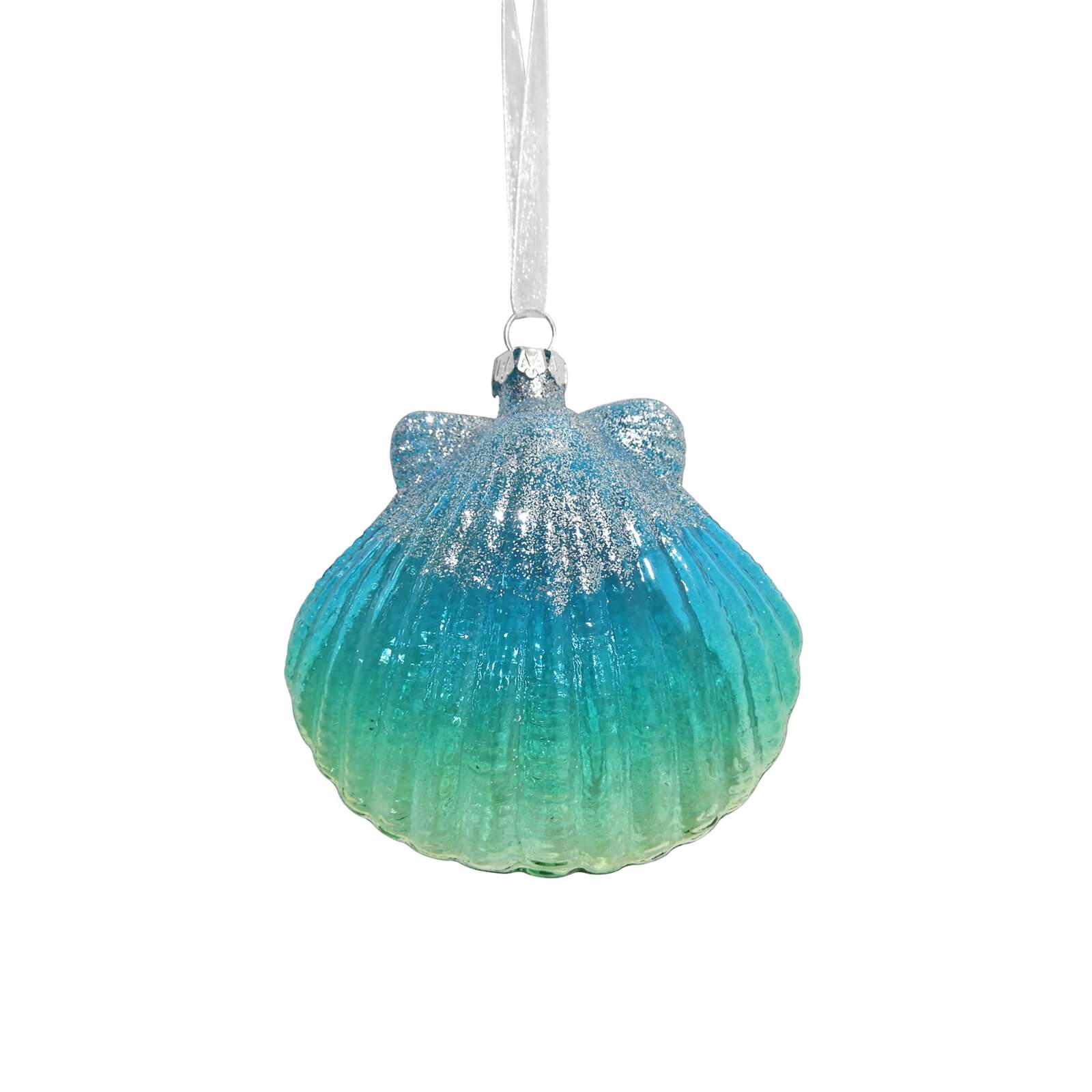Turquoise Shell Glass Hanging Tree Decoration