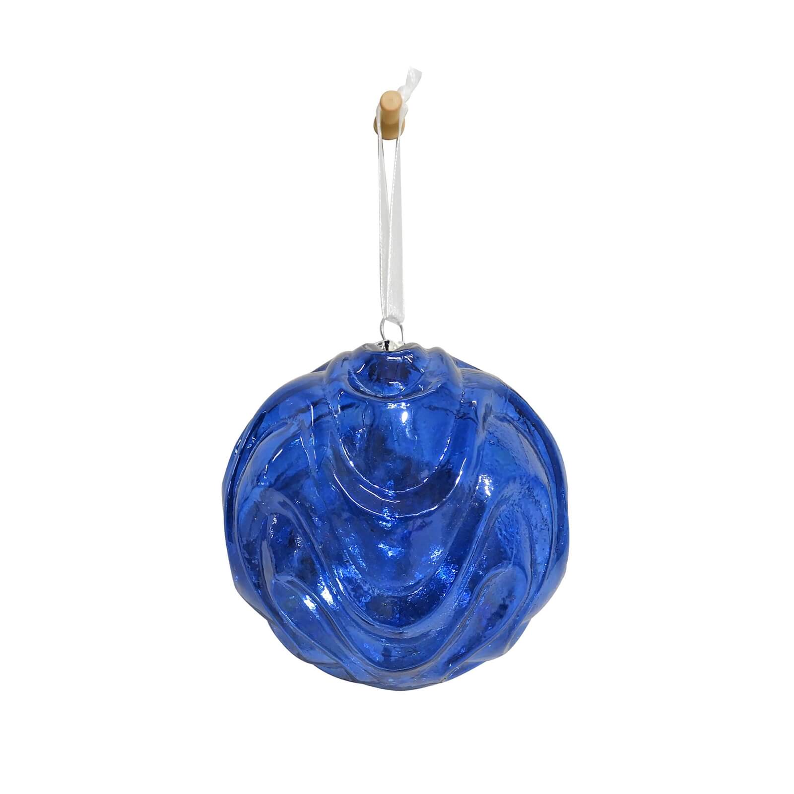 Blue Textured Glass Christmas Tree Bauble