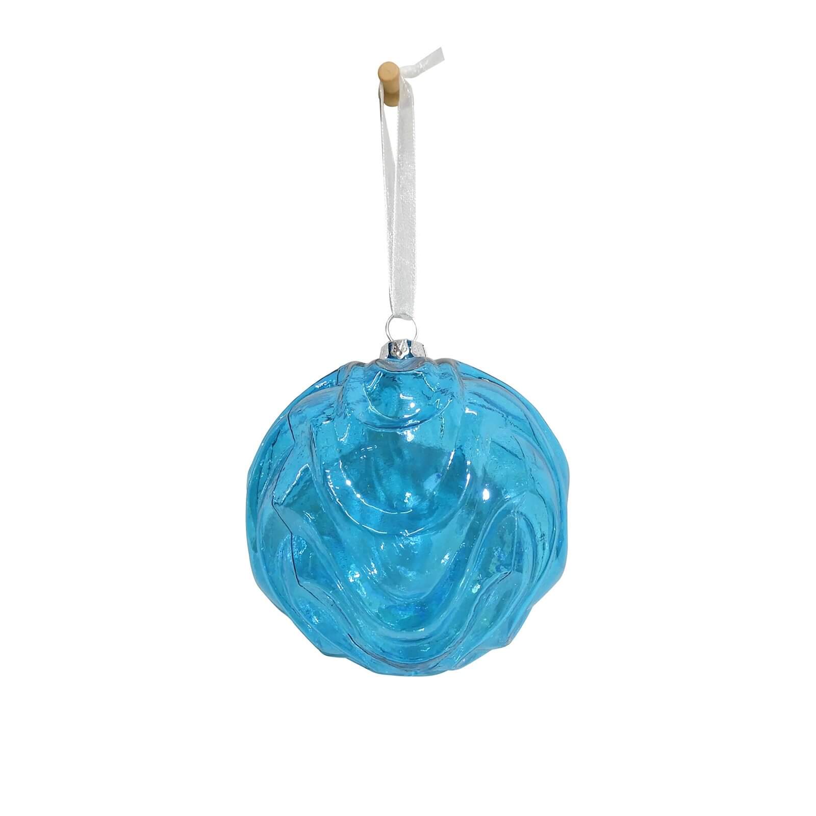 Turquoise Textured Glass Christmas Tree Bauble
