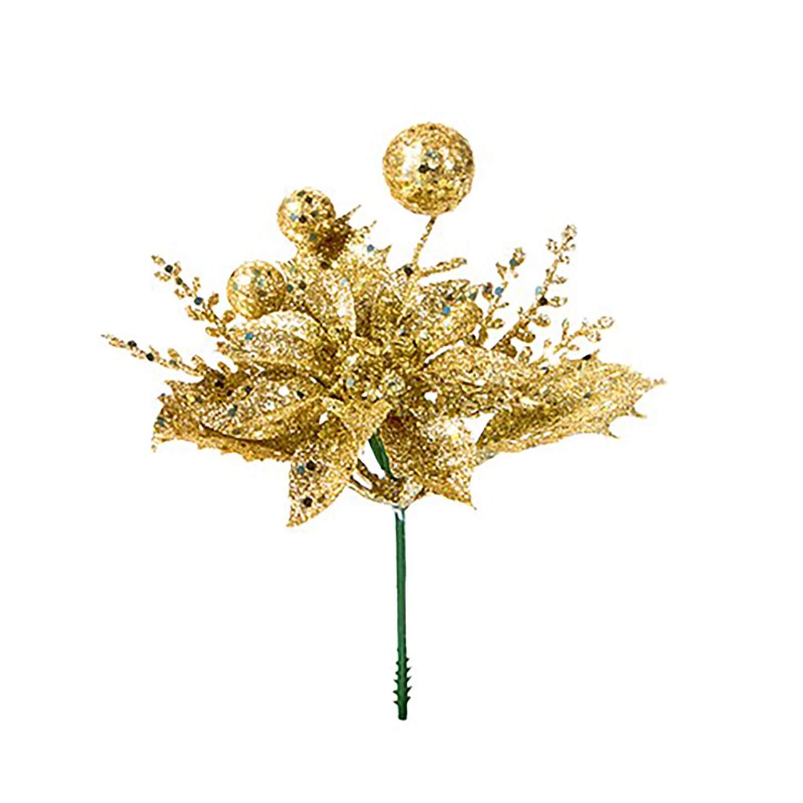 Gold Poinsettia Pick - 18cm