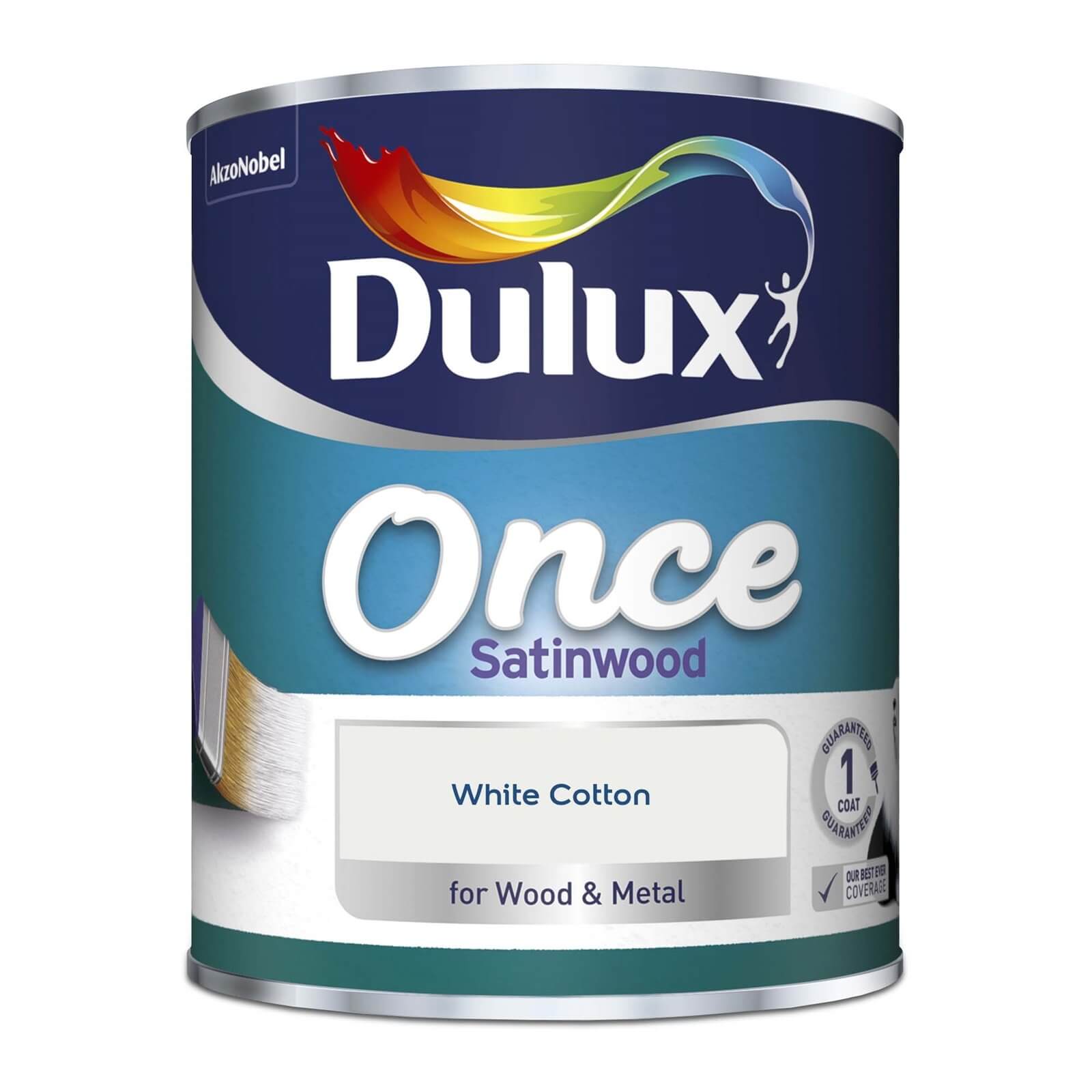 Dulux Once Satinwood Paint  White Cotton - 750ml