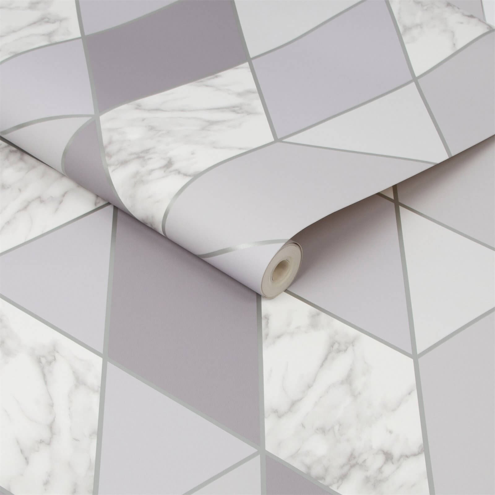 Sublime Marble Geometric Grey Wallpaper