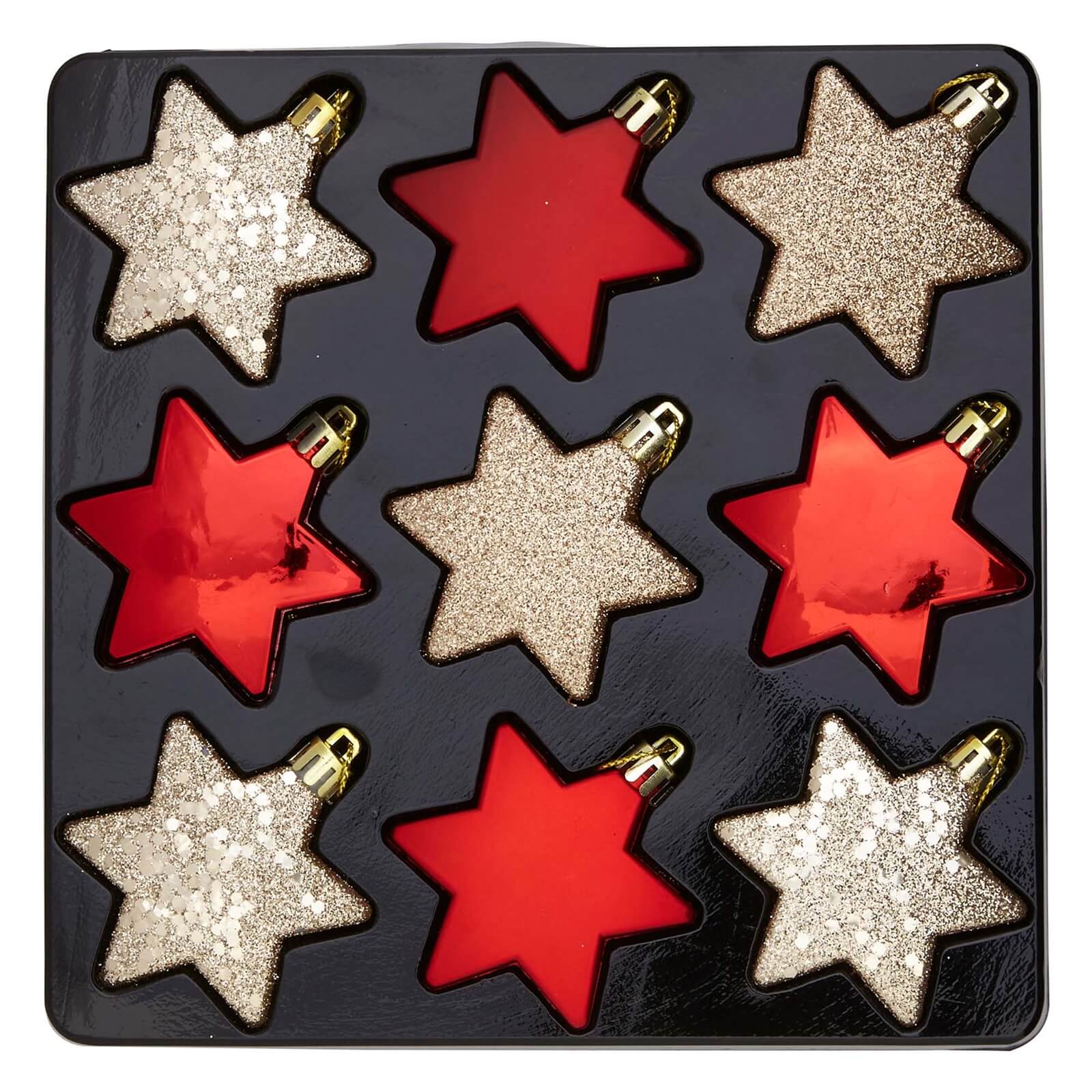Pack of 9 Stars Deco Luxe Tree Decorations