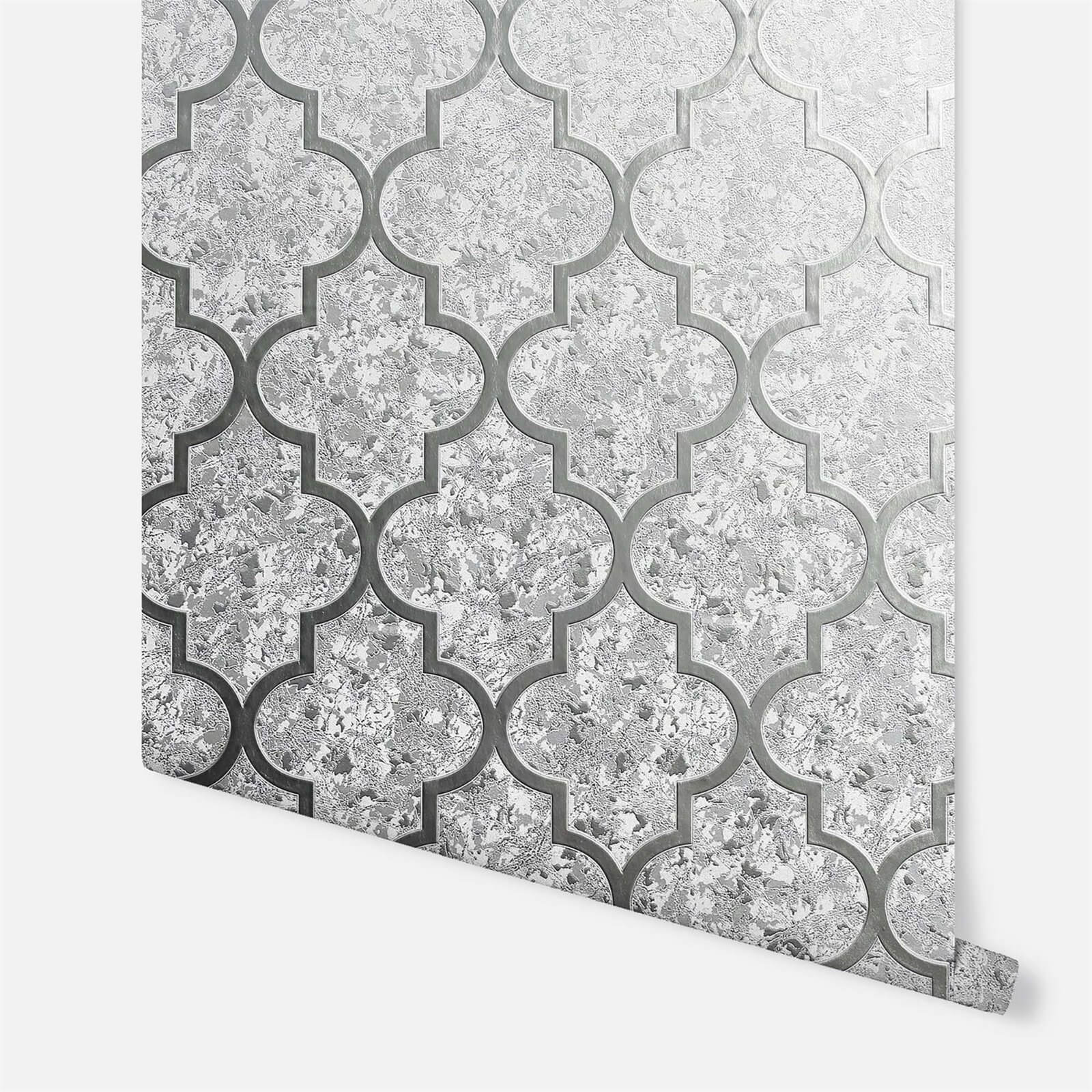 Arthouse Velvet Trellis Silver Wallpaper