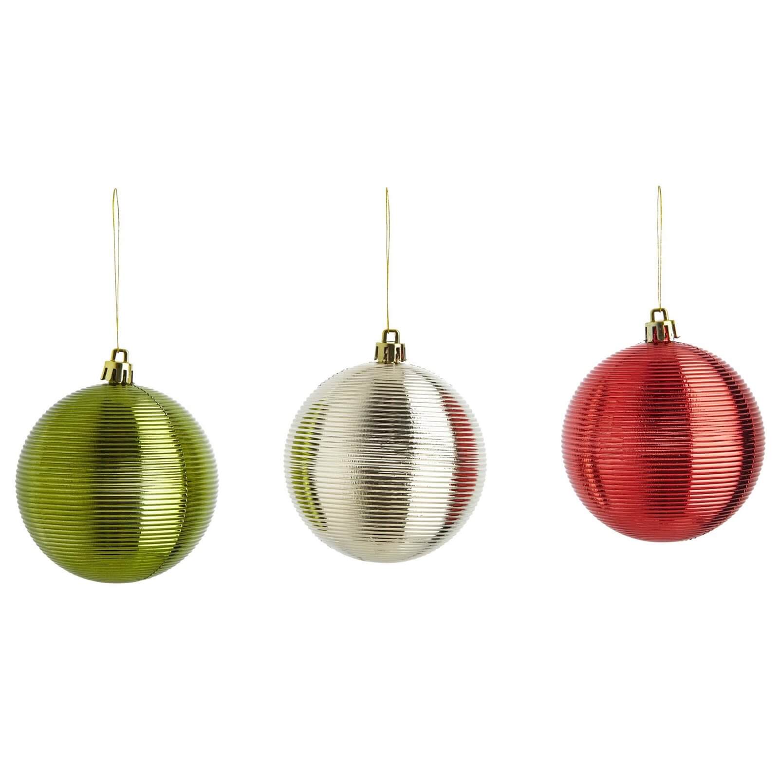 Pack of 9 Deco Luxe Rib Tree Baubles 80mm