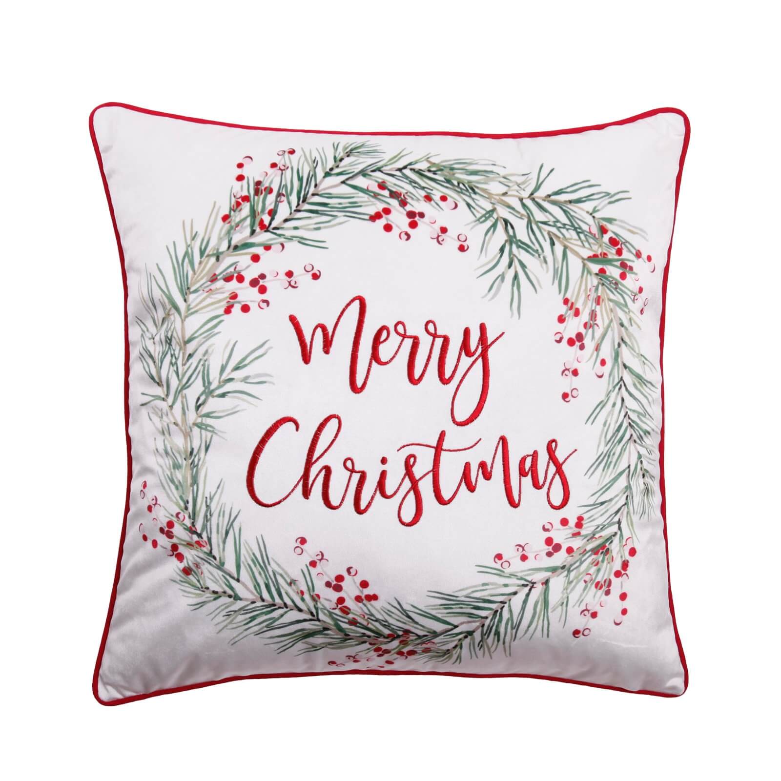 Merry Christmas Wreath Cushion 45 x 45cm