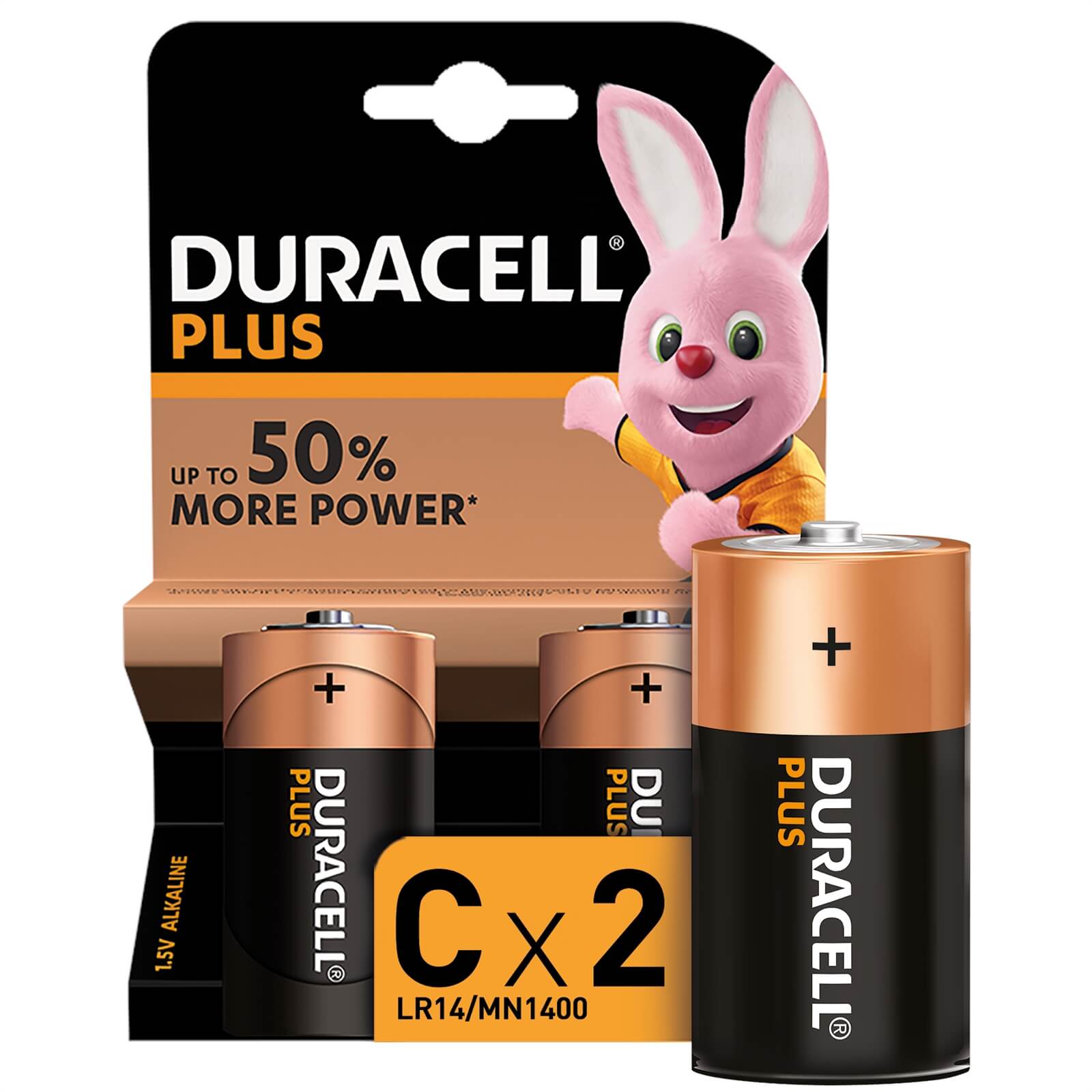 Duracell Plus Type C Batteries (MN1400 C K2) - 2 Pack
