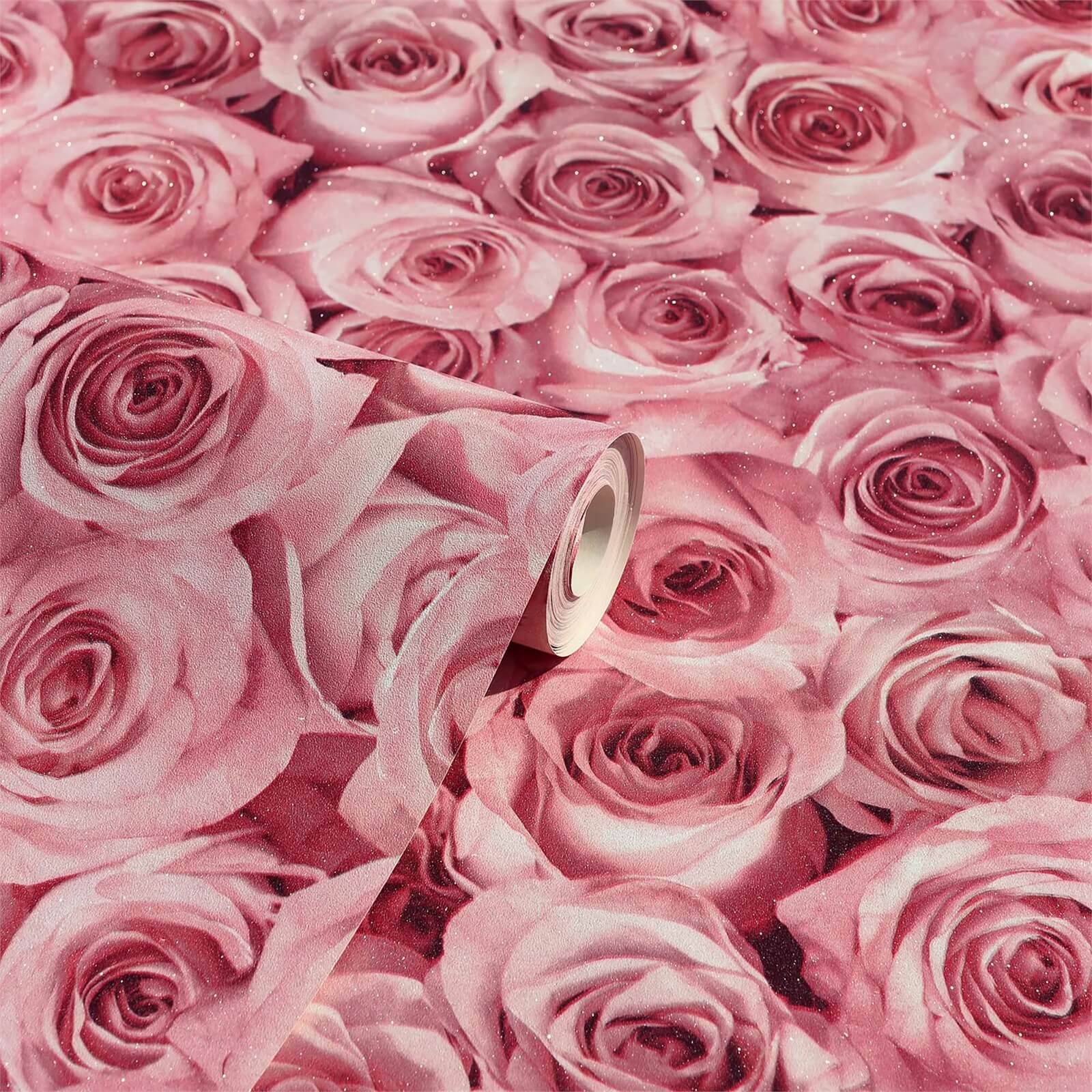 Arthouse Rose Wall Raspberry Wallpaper