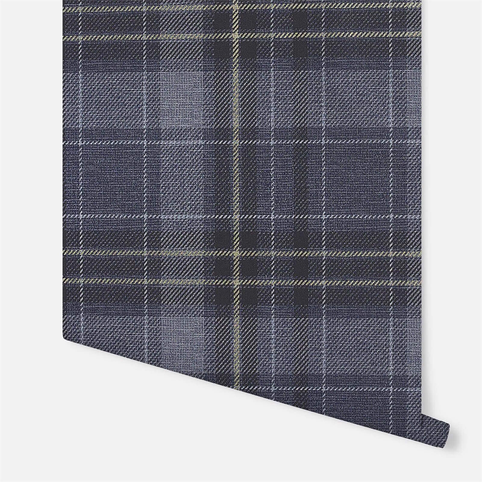 Arthouse Twilled Plaid Navy Gold Wallpaper
