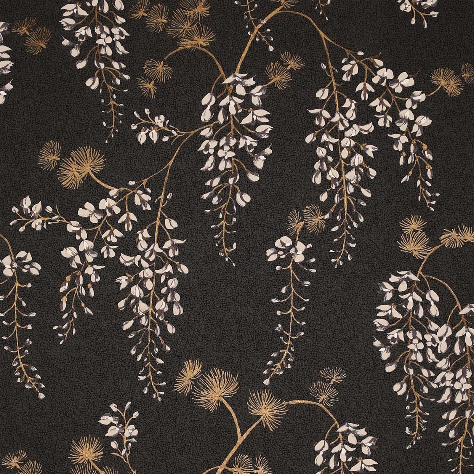 Arthouse Wisteria Floral Black Gold Wallpaper