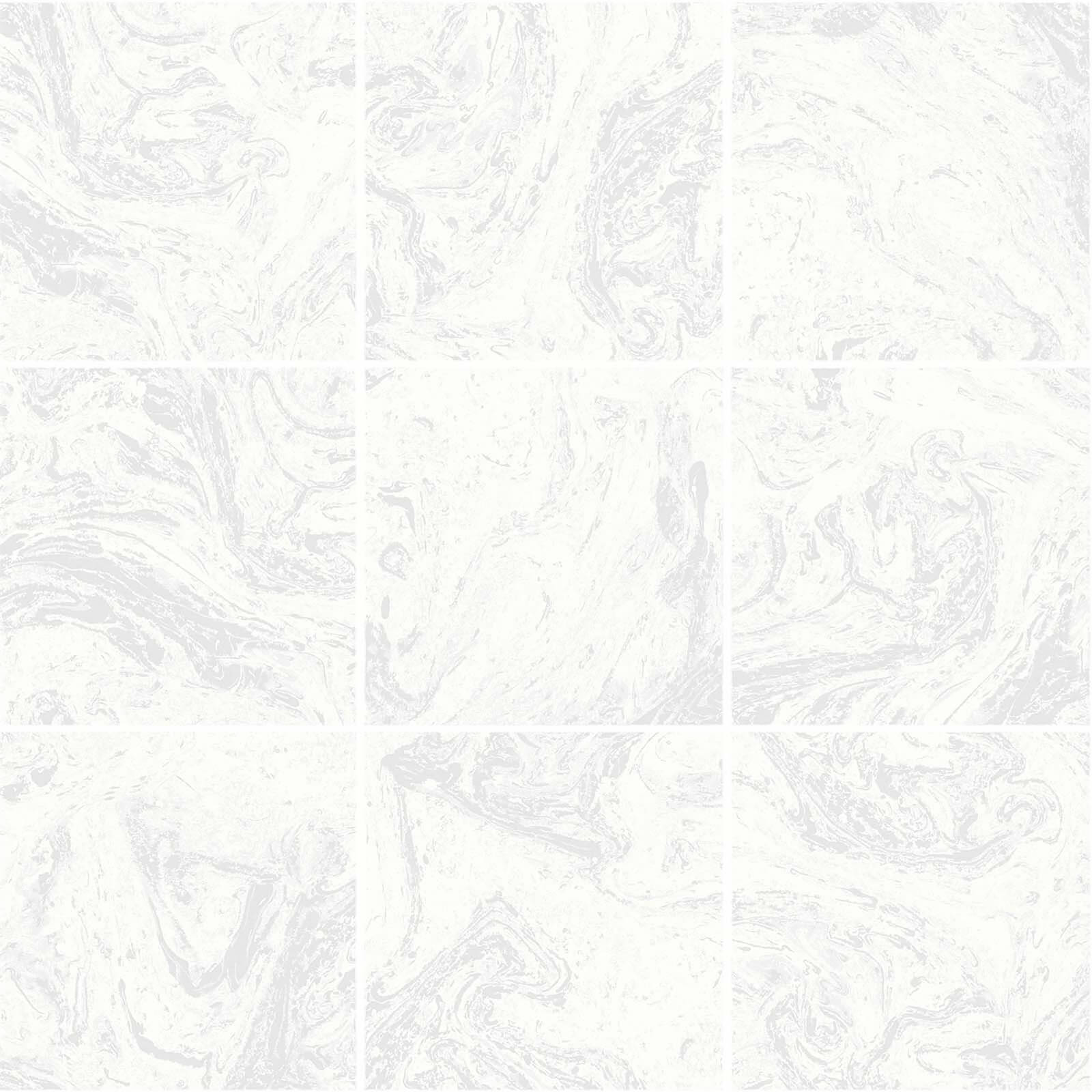 Superfresco Easy Large Marble Tile Silver Wallpaper