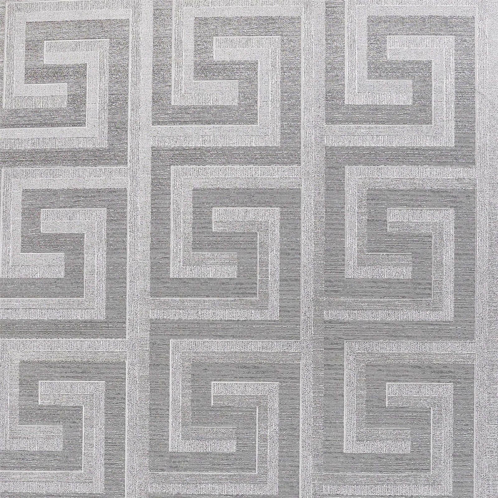 Arthouse Greek Key Foil Silver Wallpaper
