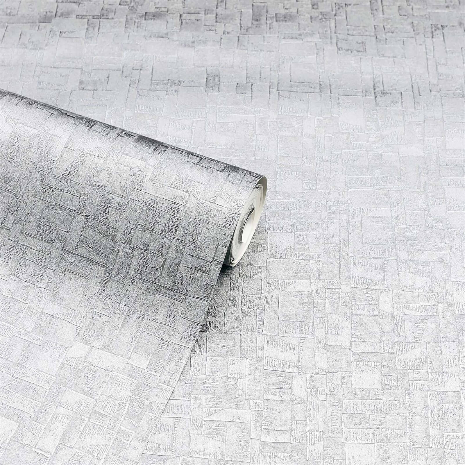 Arthouse Basalt Texture Silver Wallpaper