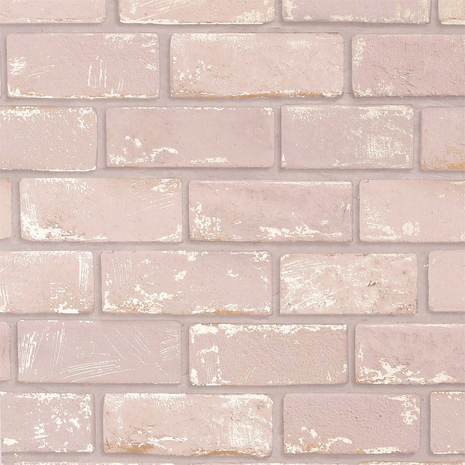 Arthouse Metallic Brick Pink Rose Gold Wallpaper