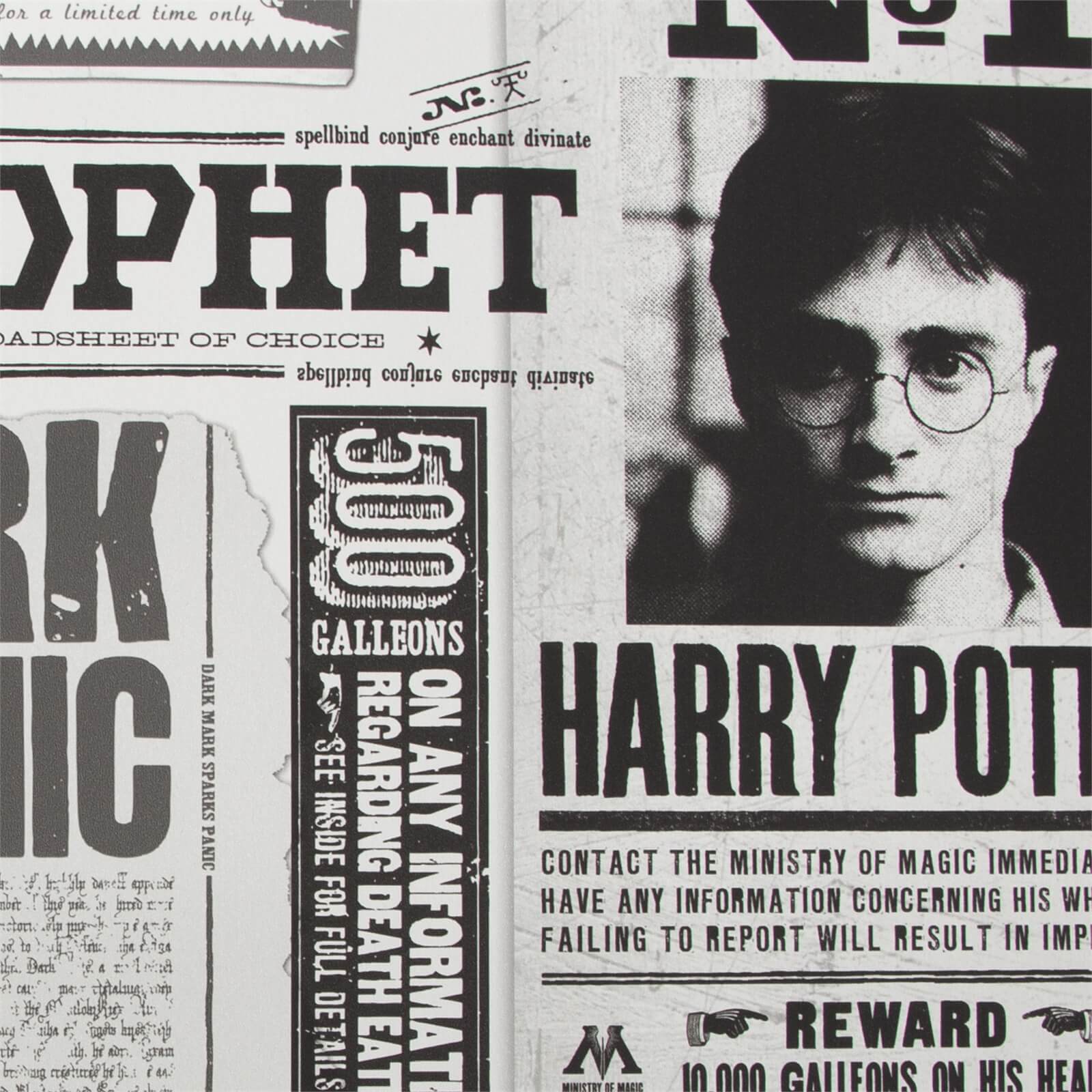 Harry Potter Daily Prophet Monochrome Wallpaper