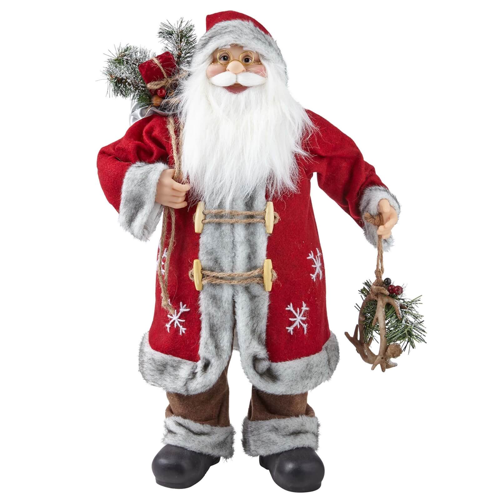 Standing Santa in Red Coat Christmas Decoration - 60cm