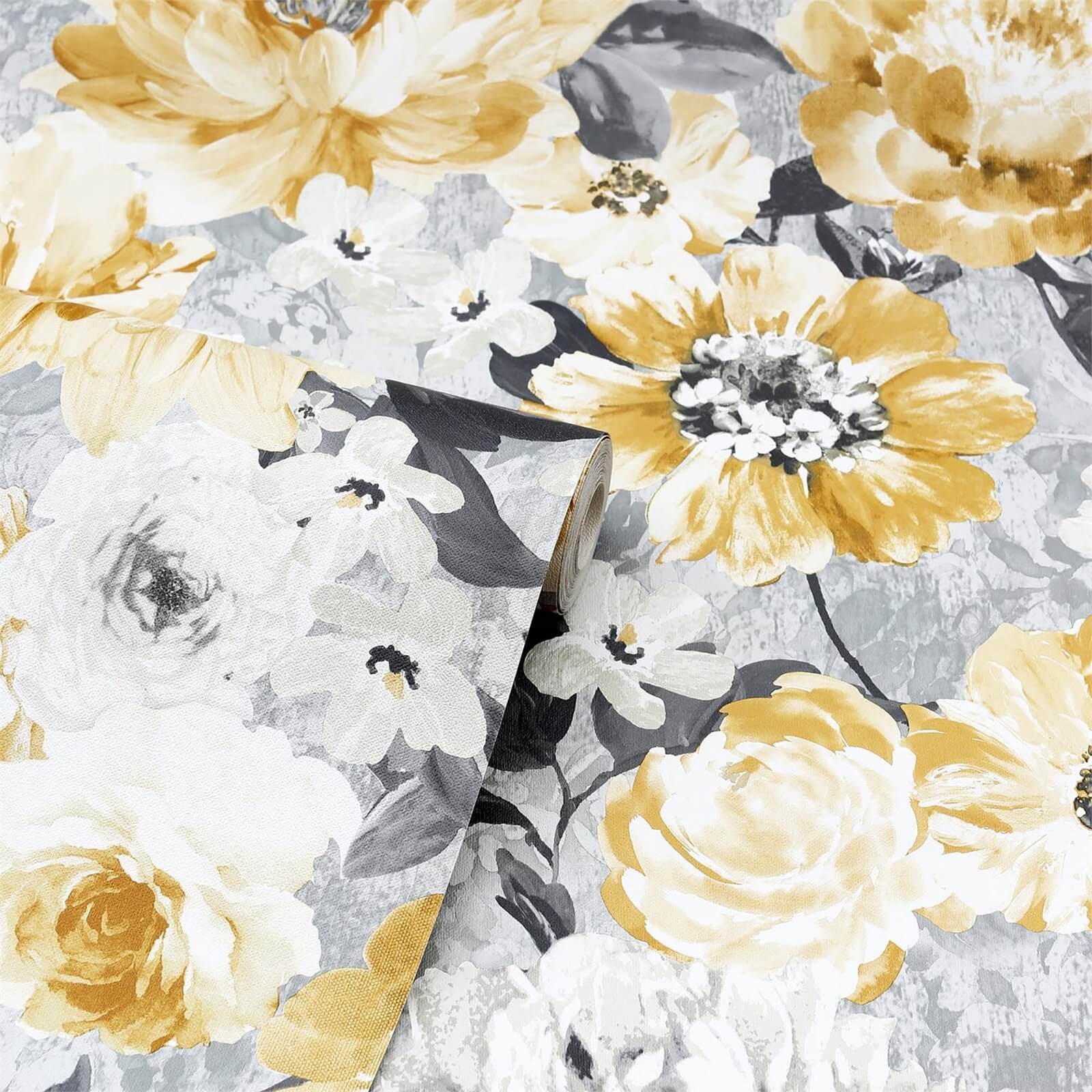 Arthouse Aubrey Floral Ochre Wallpaper