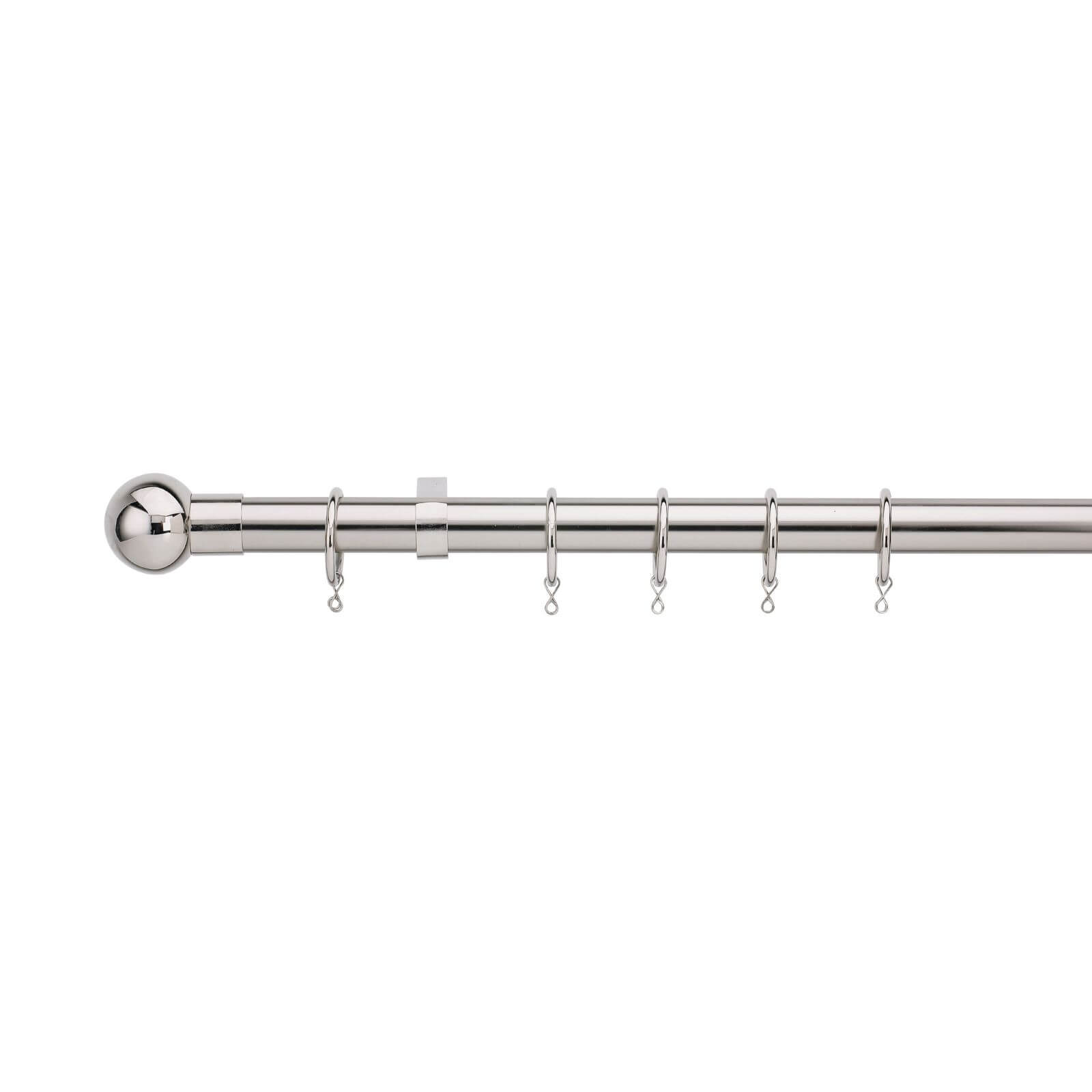 Polished Chrome Extendable Curtain Pole with Ball Finial 1.2 - 2.1m